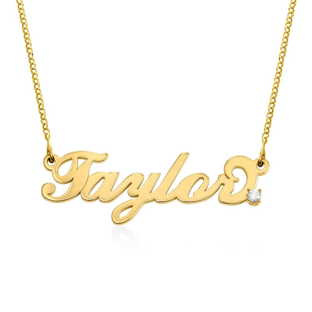 Small Vermeil Carrie Name Necklace with Diamond