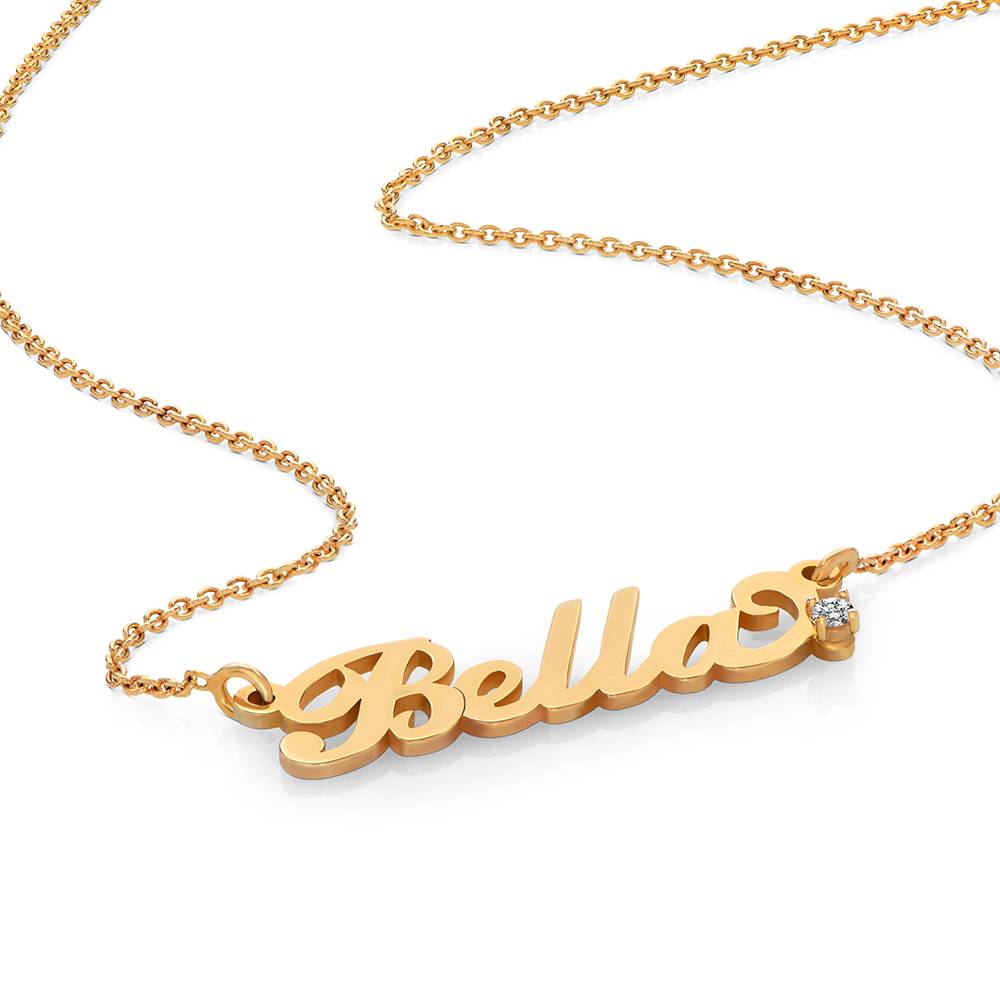 Small Vermeil Carrie Name Necklace with Diamond