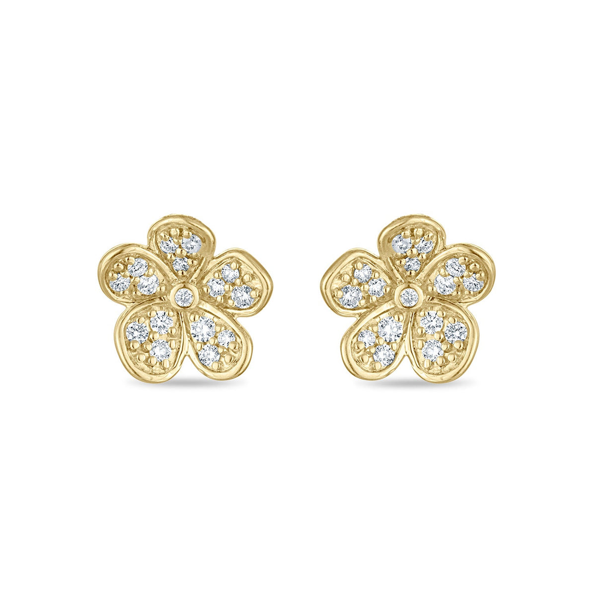Small Florette Studs in Pavé Diamonds