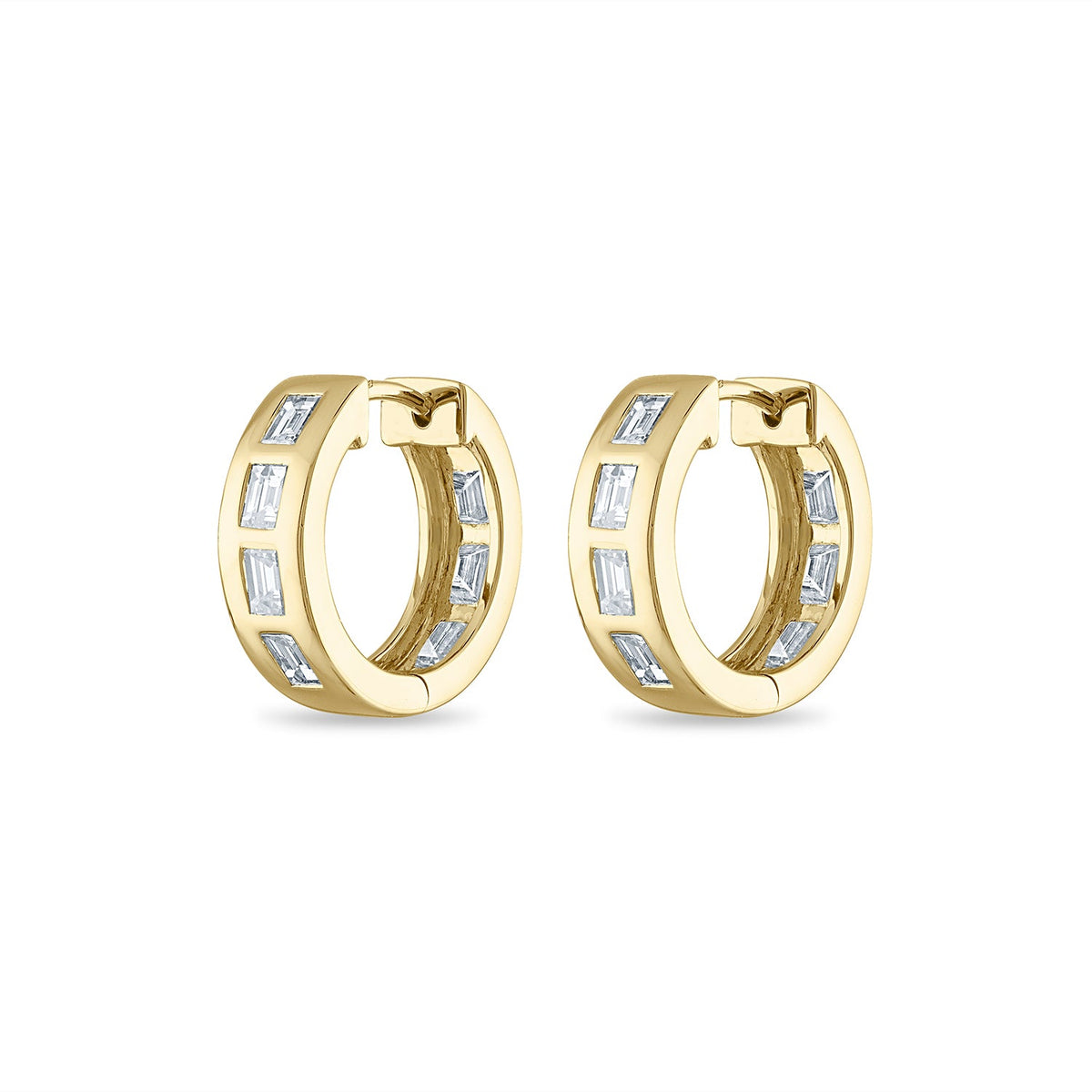 Essentials Small Linear Diamond Hoop Earrings