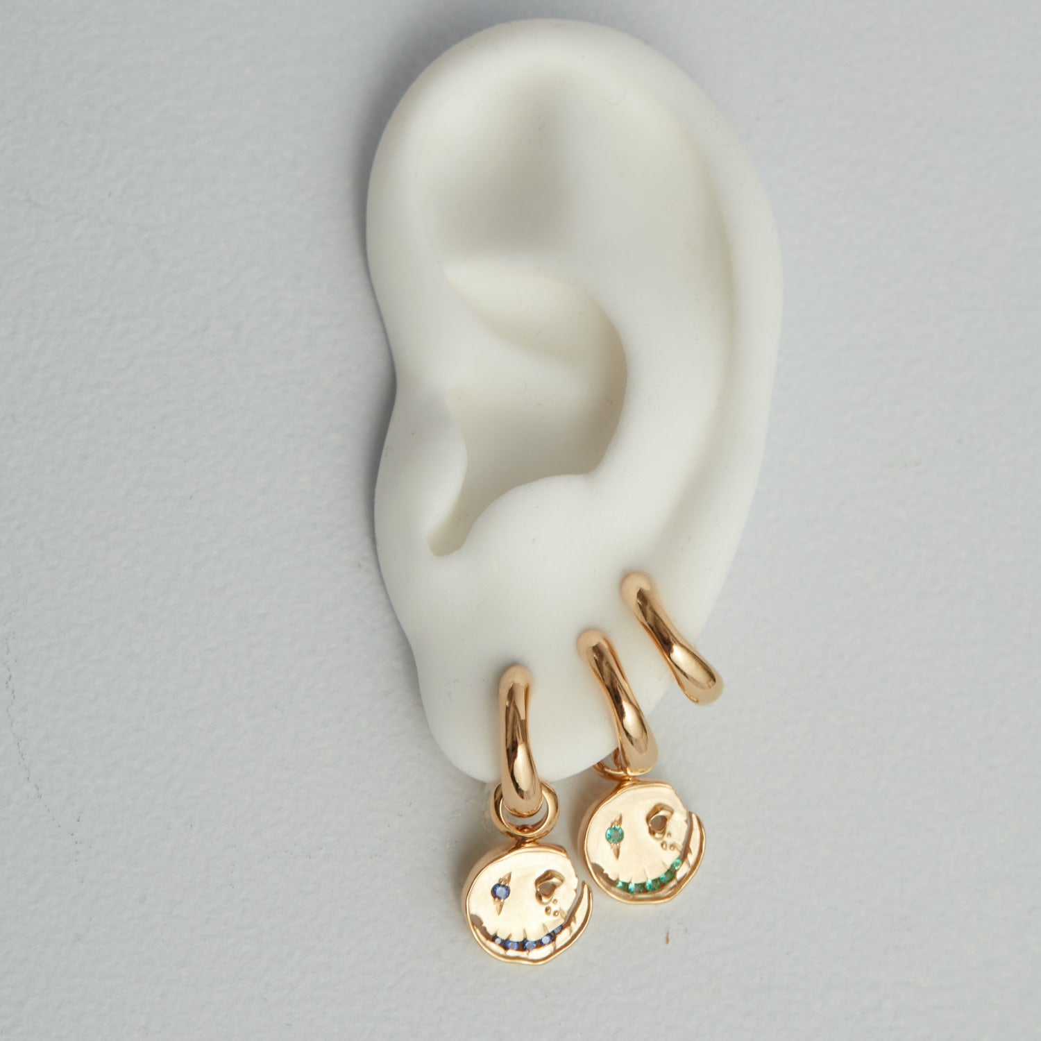 Smile Hoop Earrings – April – Diamond – Gold Plated