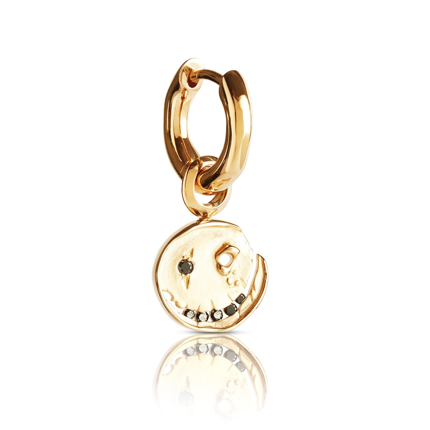 Smile Hoop Earrings – April – Diamond – Gold Plated