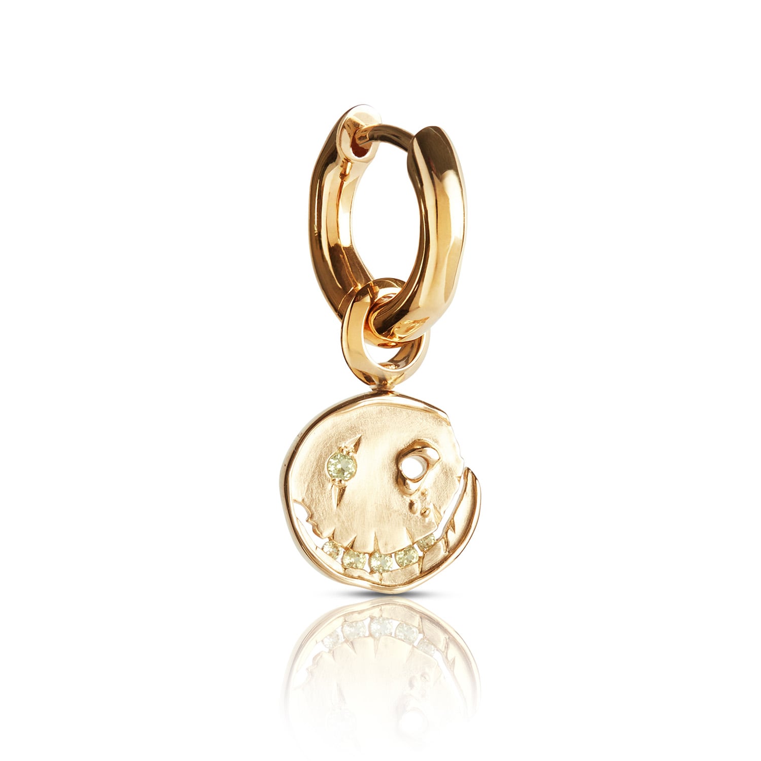 Smile Hoop Earrings – August – Peridot – Gold Plated