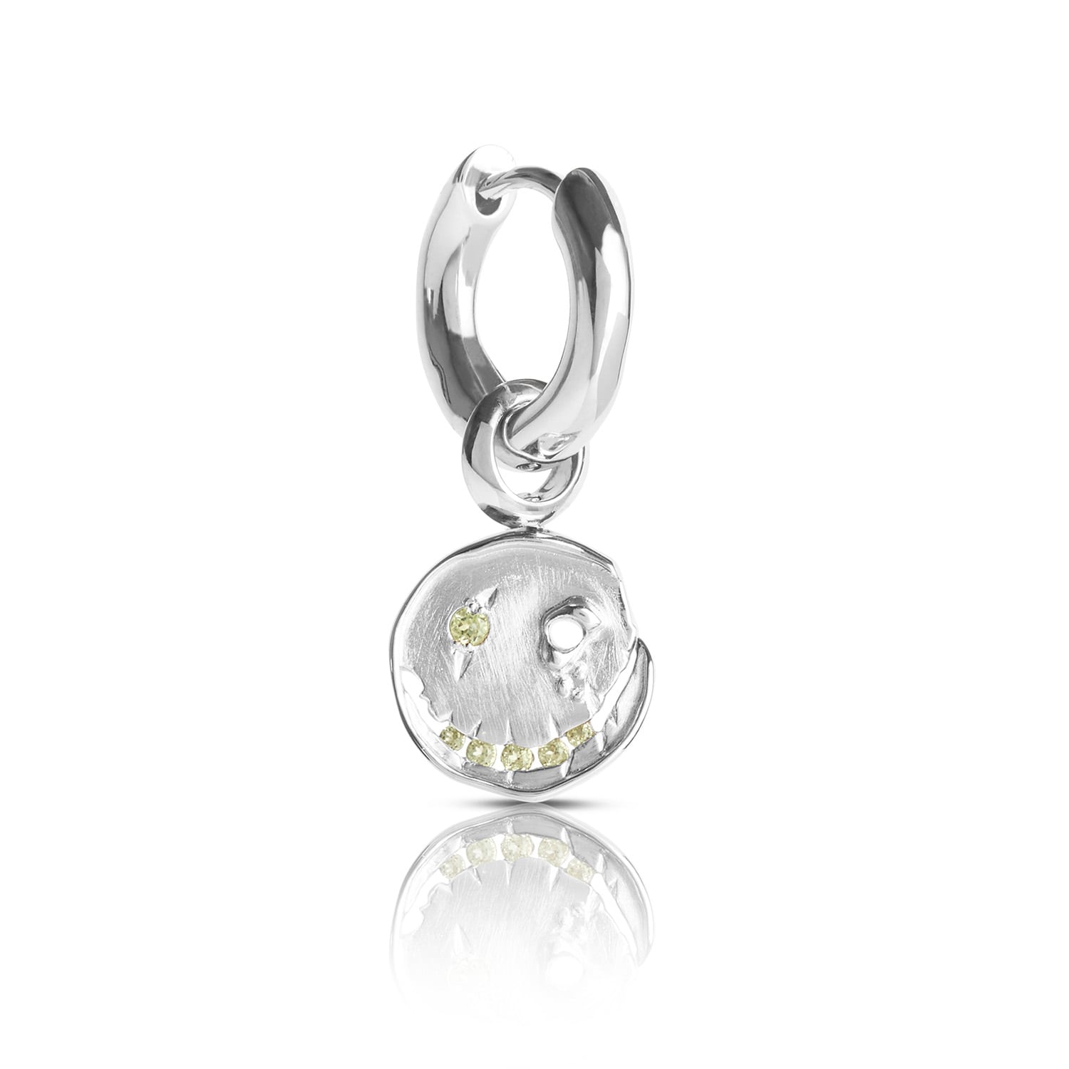 Smile Hoop Earrings – August – Peridot – Silver