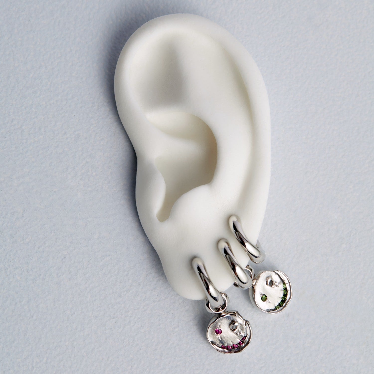 Smile Hoop Earrings – December – Tanzanite – Silver