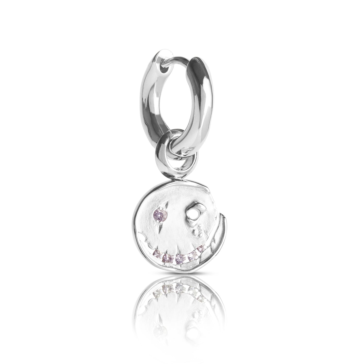 Smile Hoop Earrings – December – Tanzanite – Silver