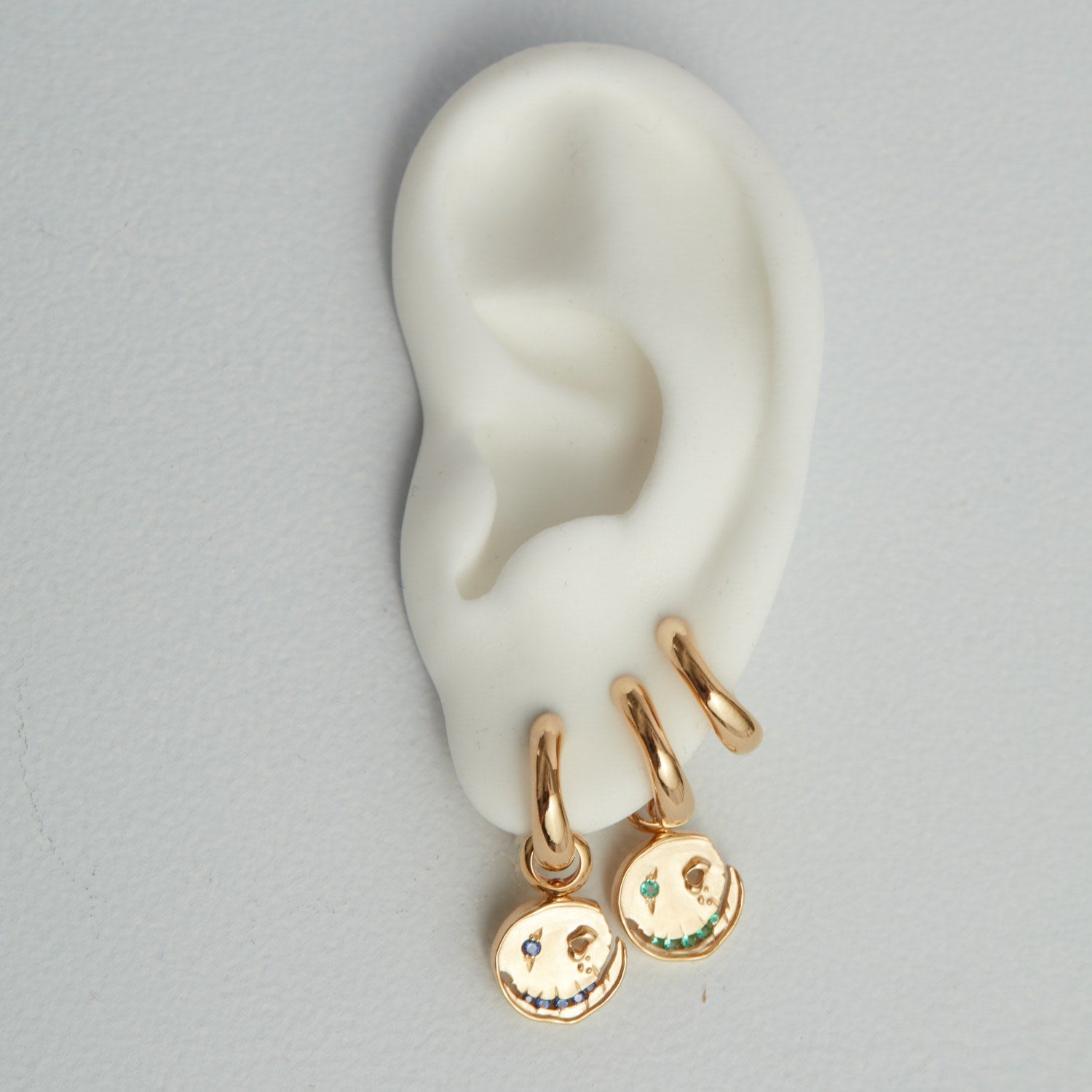 Smile Hoop Earrings – February – Amethyst – Gold Plated