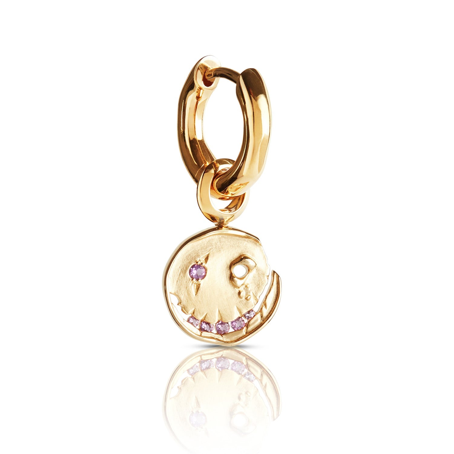 Smile Hoop Earrings – February – Amethyst – Gold Plated