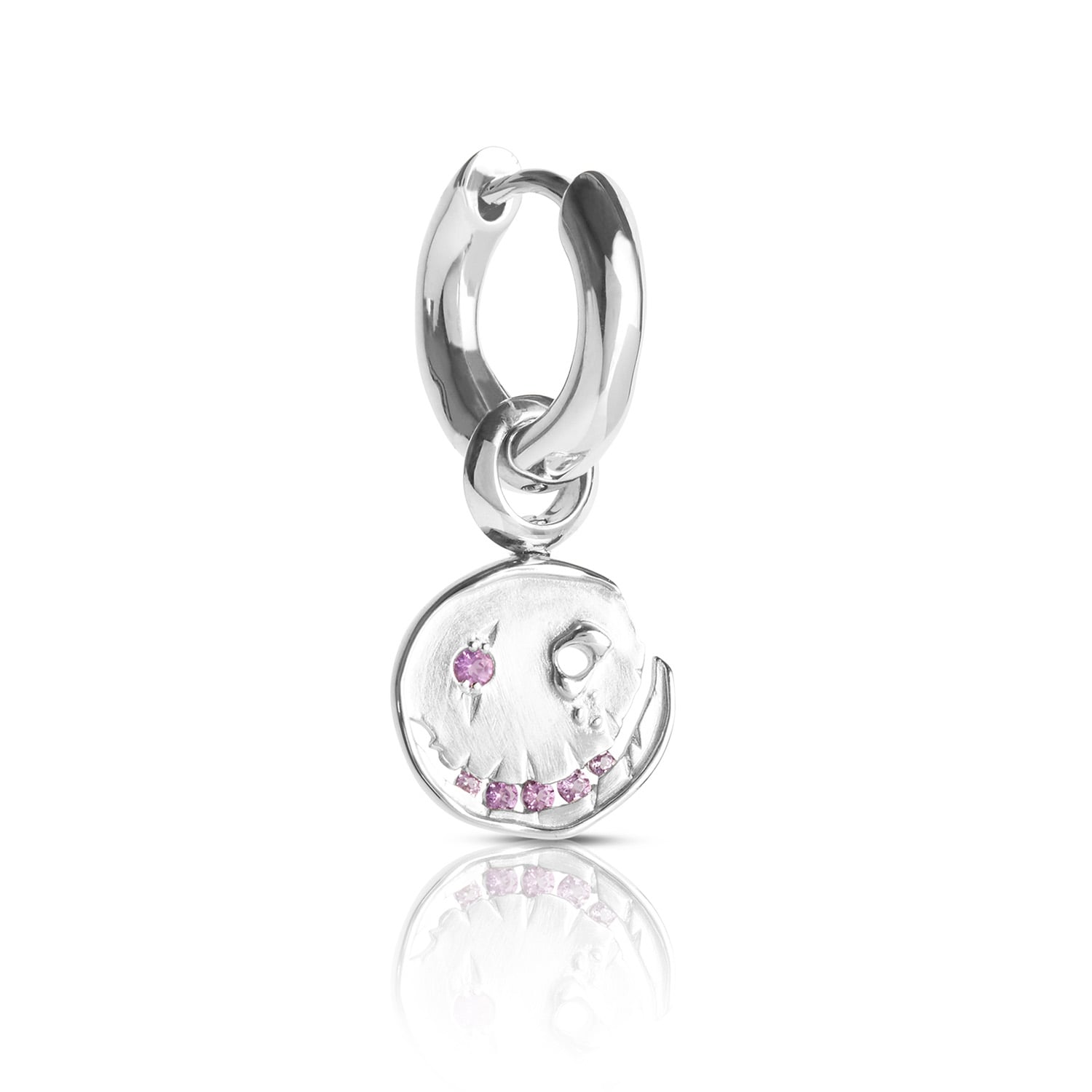 Smile Hoop Earrings – February – Amethyst – Silver