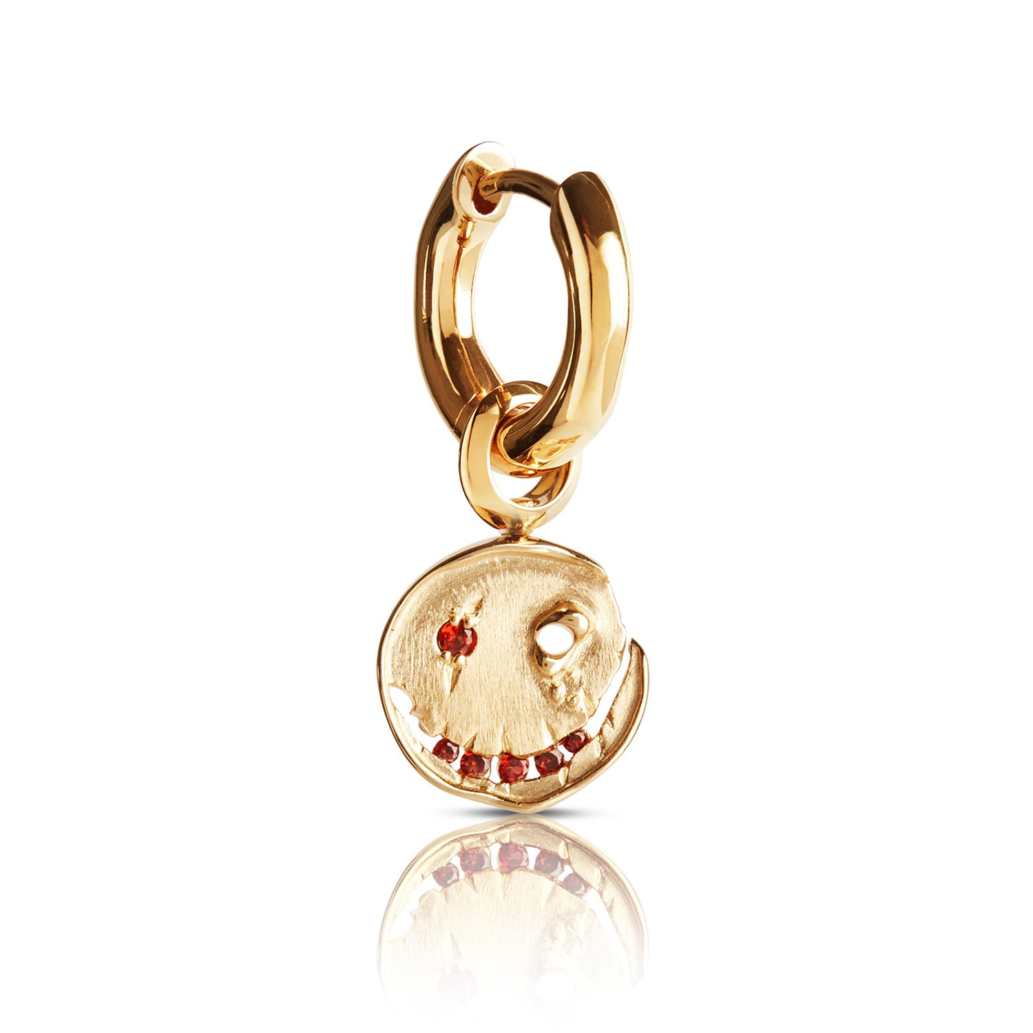 Smile Hoop Earrings – January – Garnet – Gold Plated