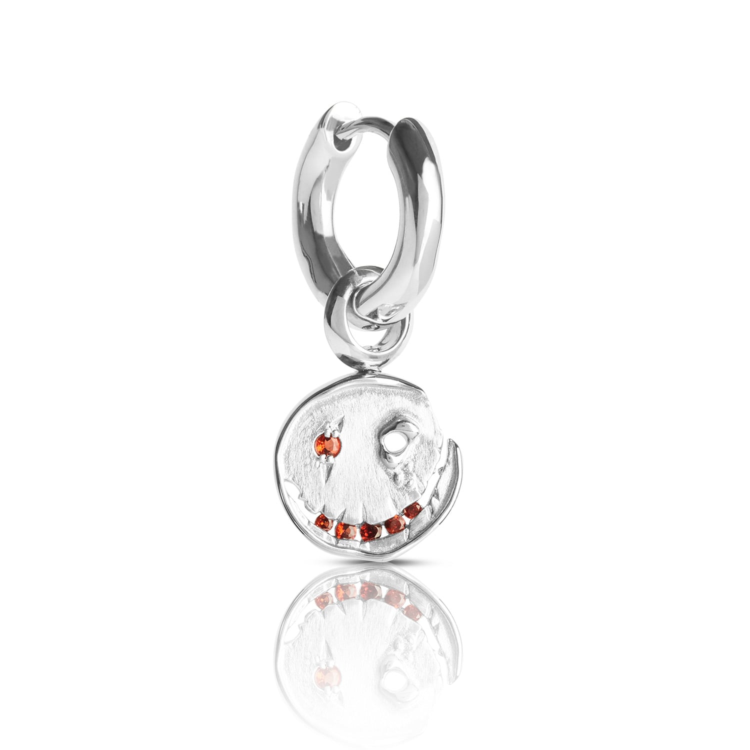 Smile Hoop Earrings – January – Garnet – Silver