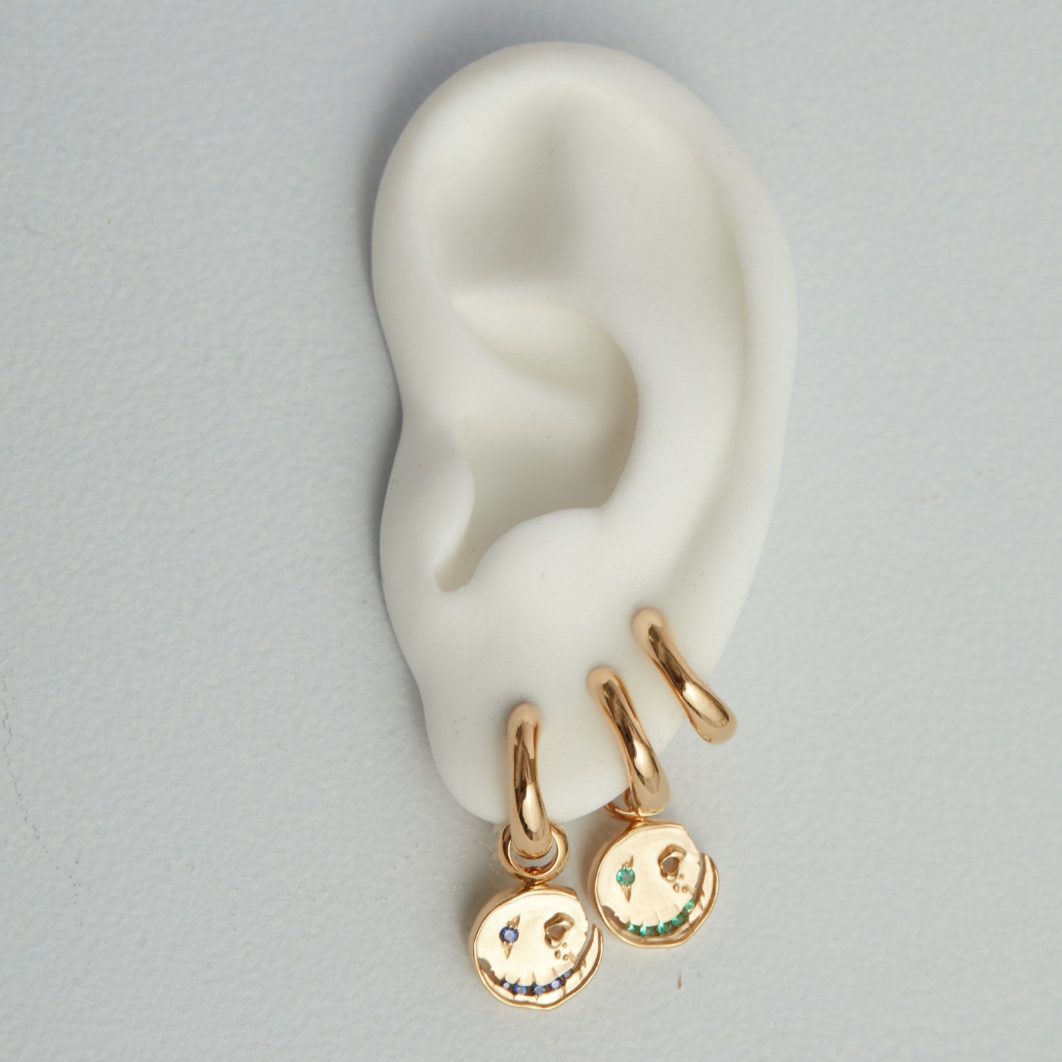 Smile Hoop Earrings – July – Ruby – Gold Plated