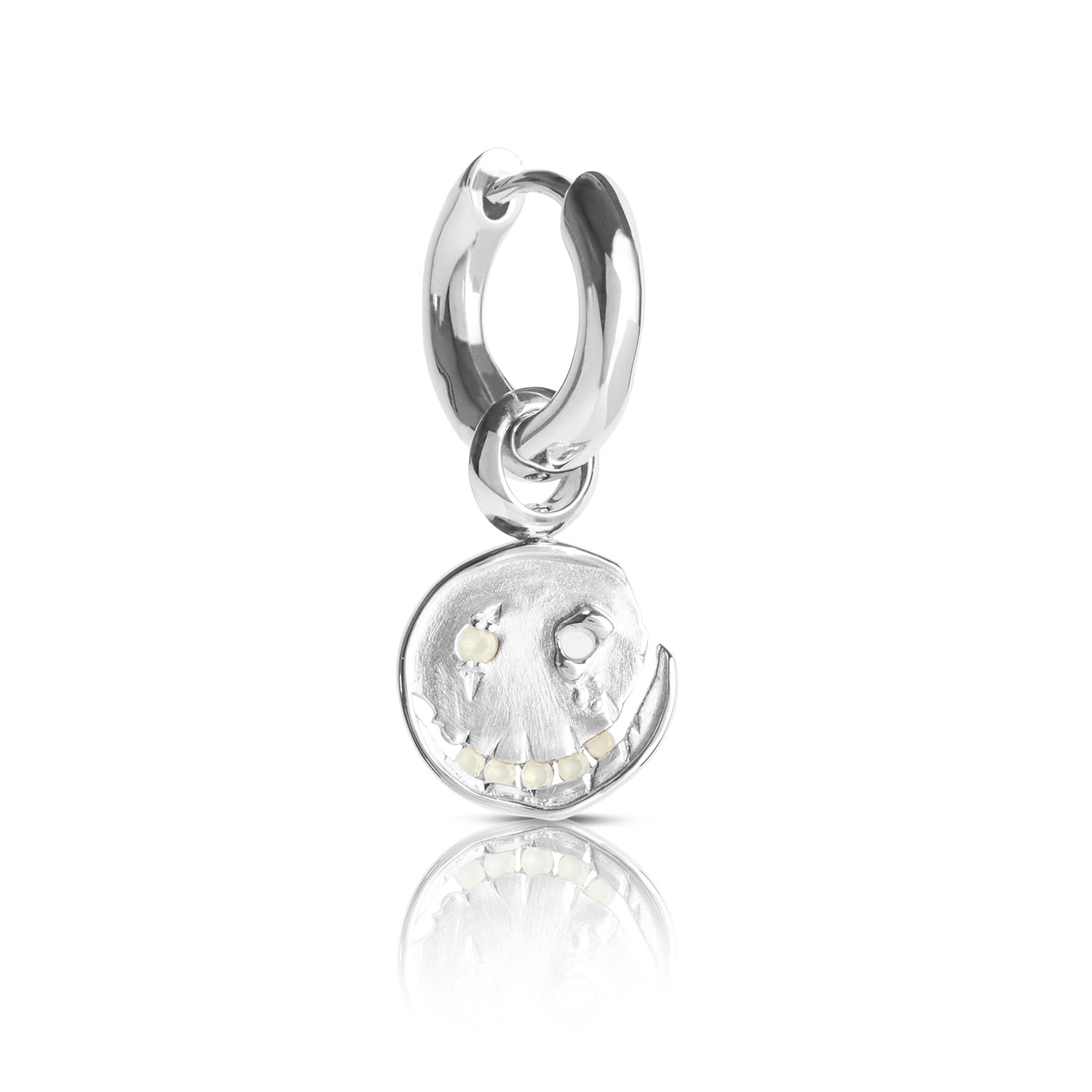 Smile Hoop Earrings – June – Moon Stoone- Silver