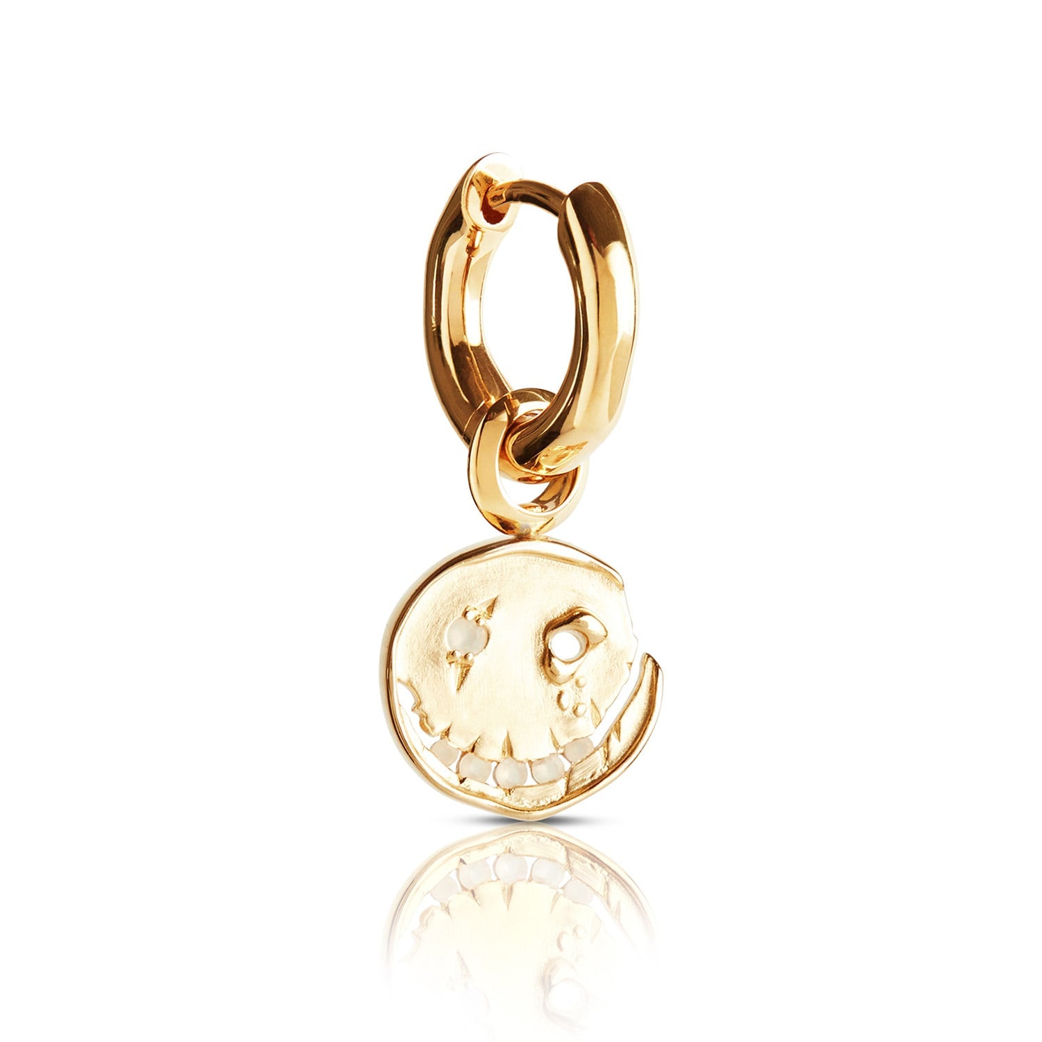 Smile Hoop Earrings – June – Moonstone – Gold Plated