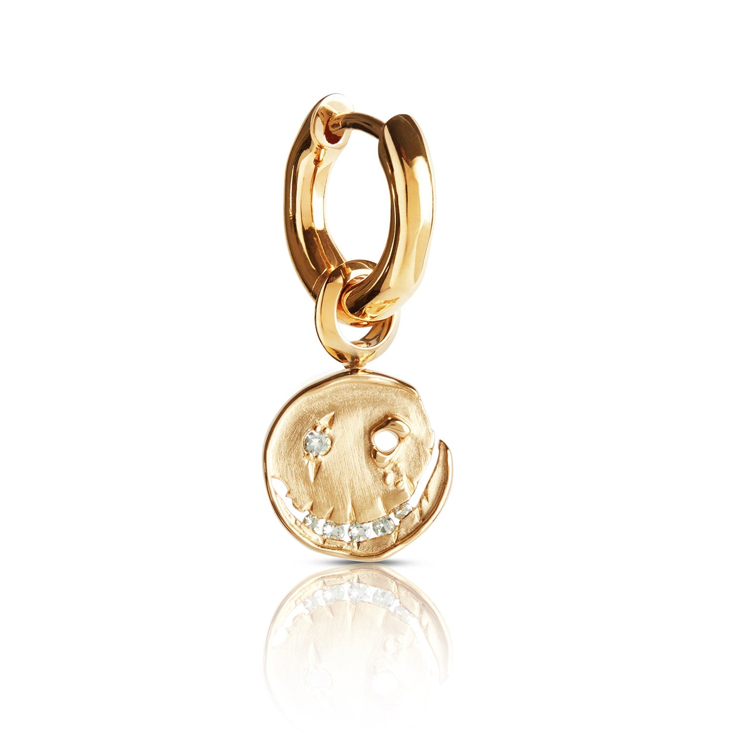 Smile Hoop Earrings – March – Aquamarine – Gold Plated