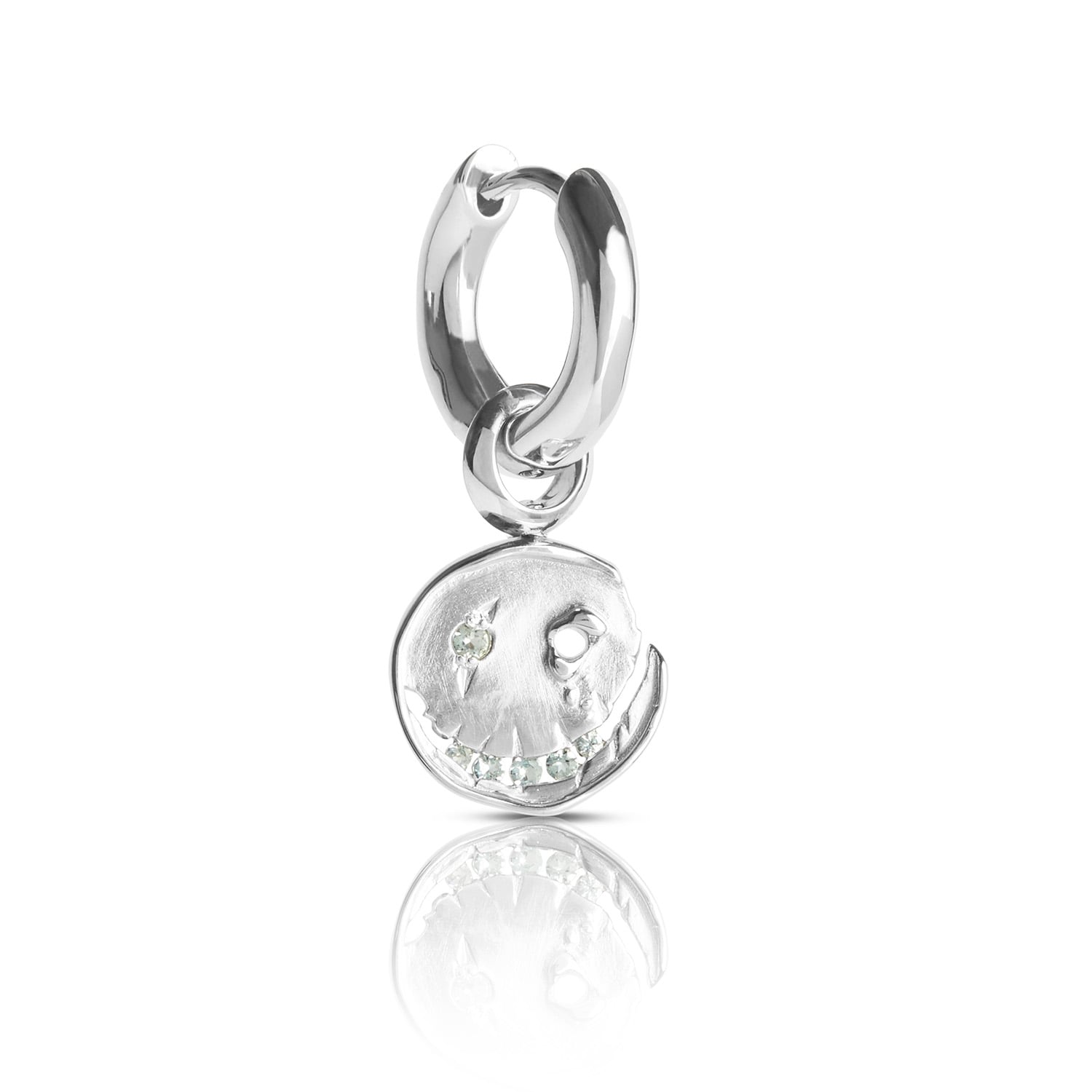 Smile Hoop Earrings – March – Aquamarine – Silver