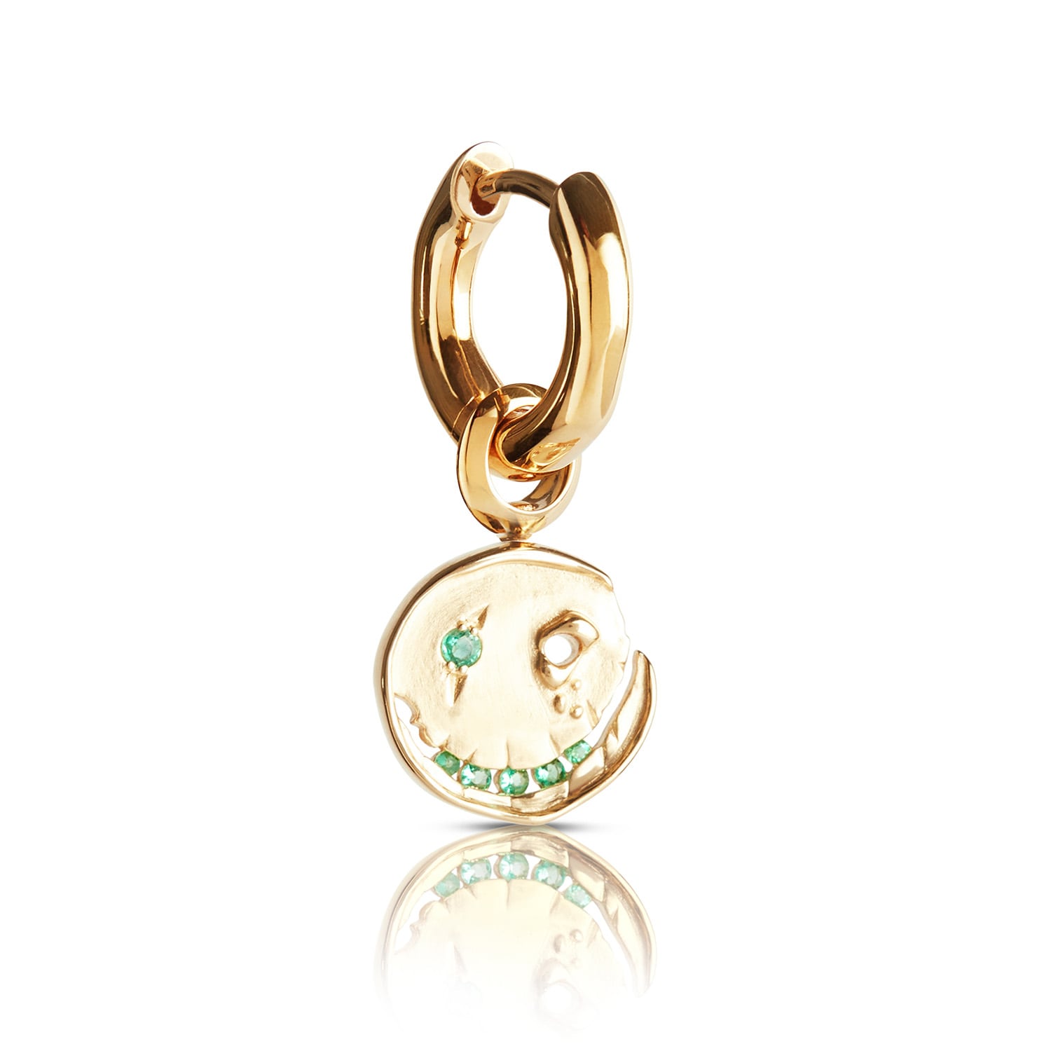 Smile Hoop Earrings – May – Emerald – Gold Plated
