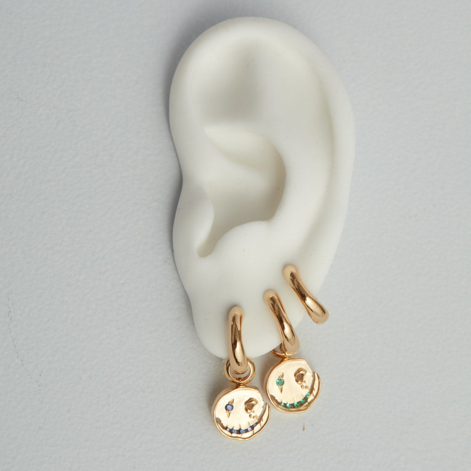 Smile Hoop Earrings – November – Topaz – Gold Plated