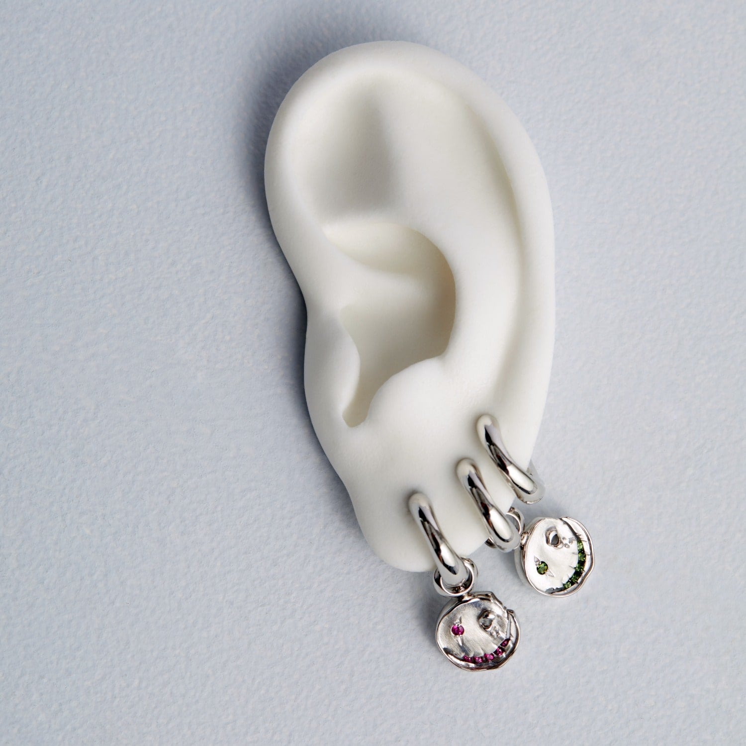 Smile Hoop Earrings – November – Topaz – Silver