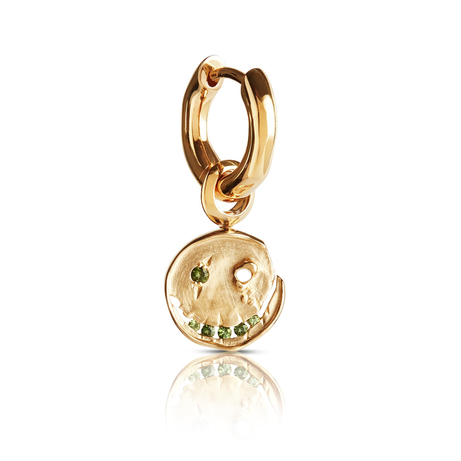 Smile Hoop Earrings – October – Green Tourmaline – Gold Plated