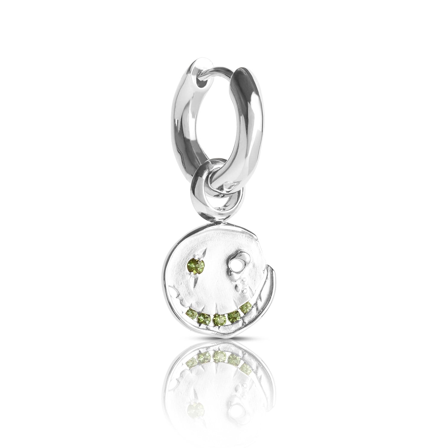 Smile Hoop Earrings – October – Tourmaline – Silver