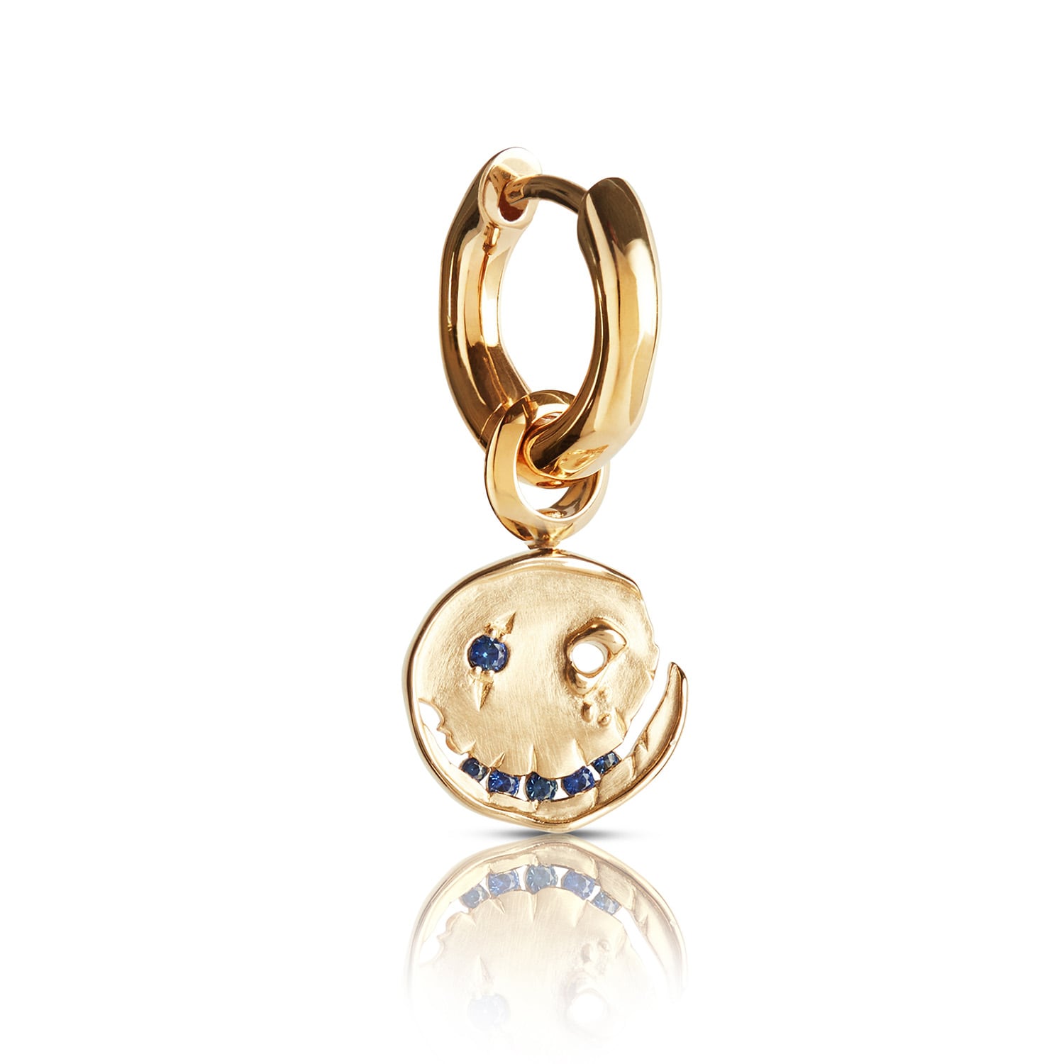 Smile Hoop Earrings – September – Sapphire – Gold Plated