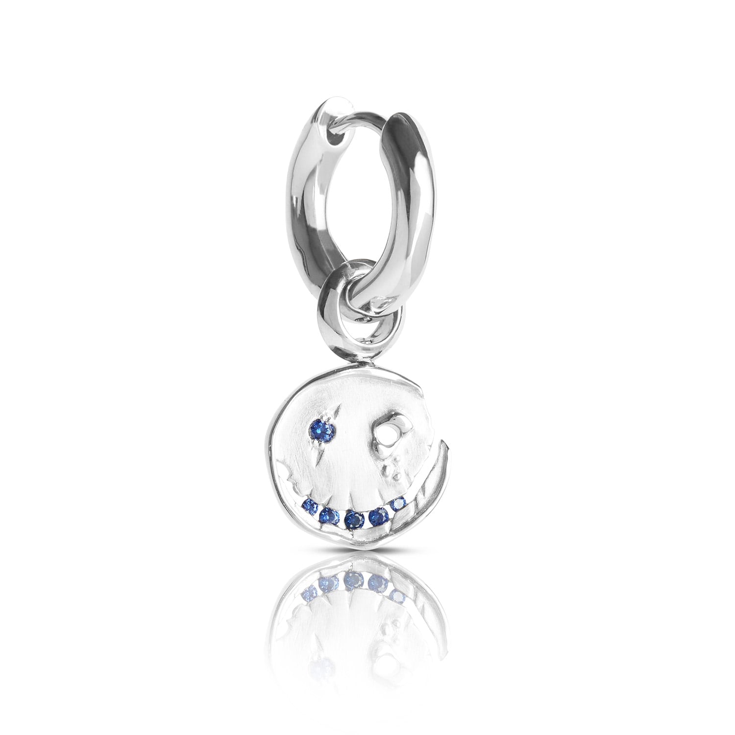 Smile Hoop Earrings – September – Sapphire – Silver