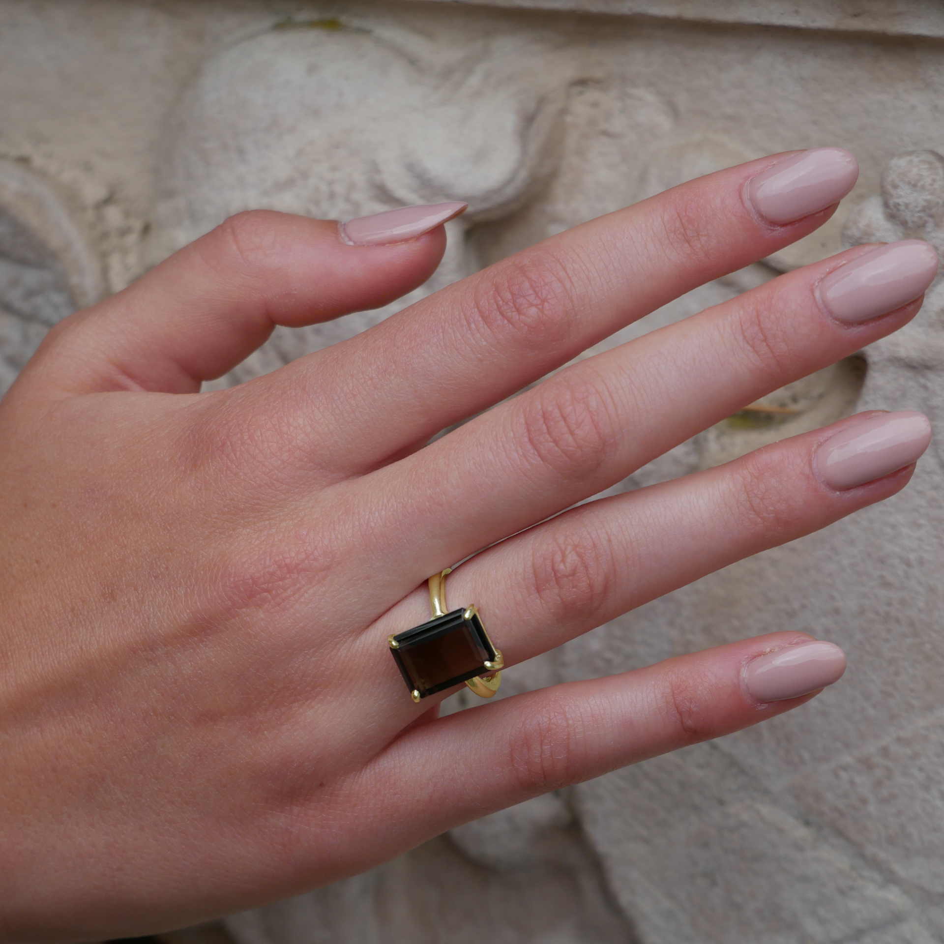 Yellow Gold Smoky Quartz Ring
