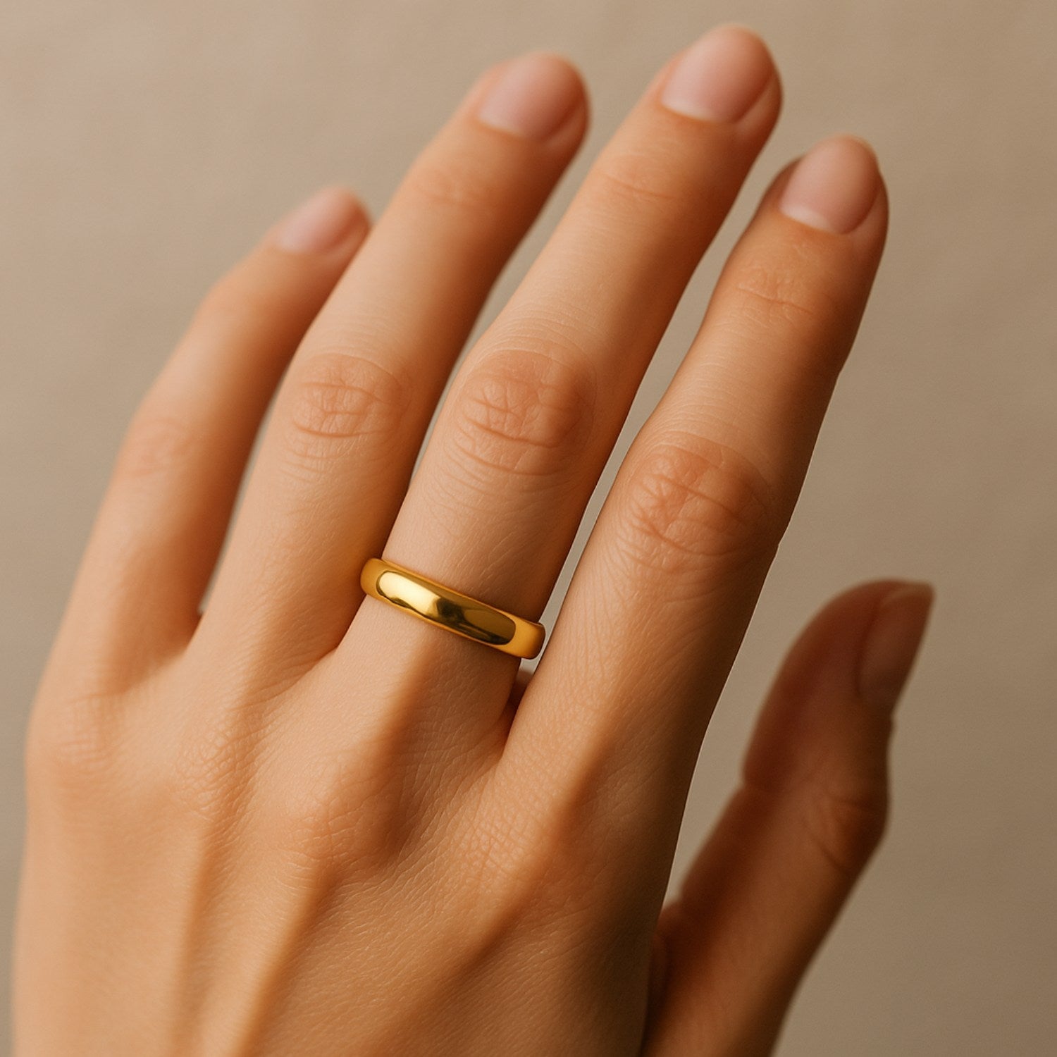 Smooth And Bold Sterling Silver Band For Women's With Gold Plating: Grace With Personality