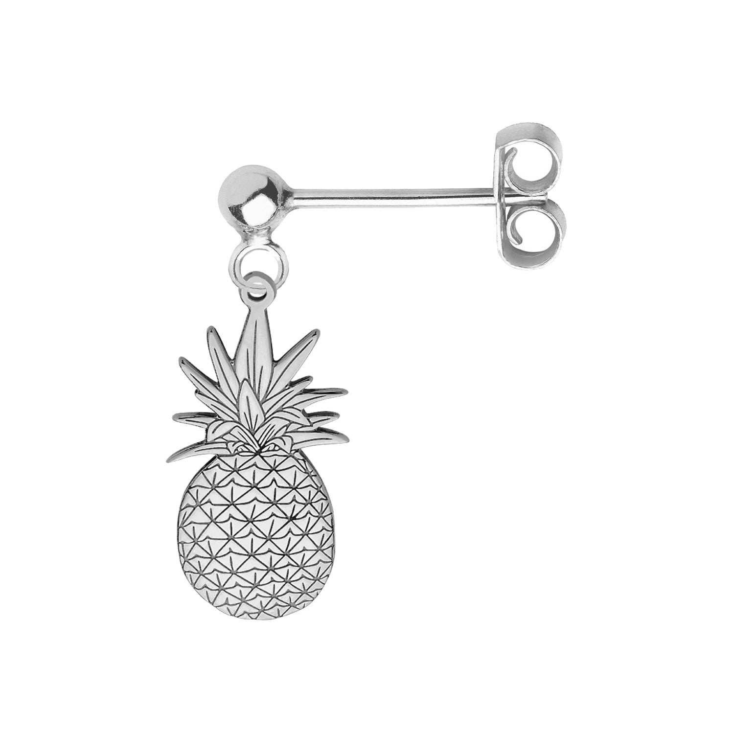 Silver Pineapple Single Short Drop Earring