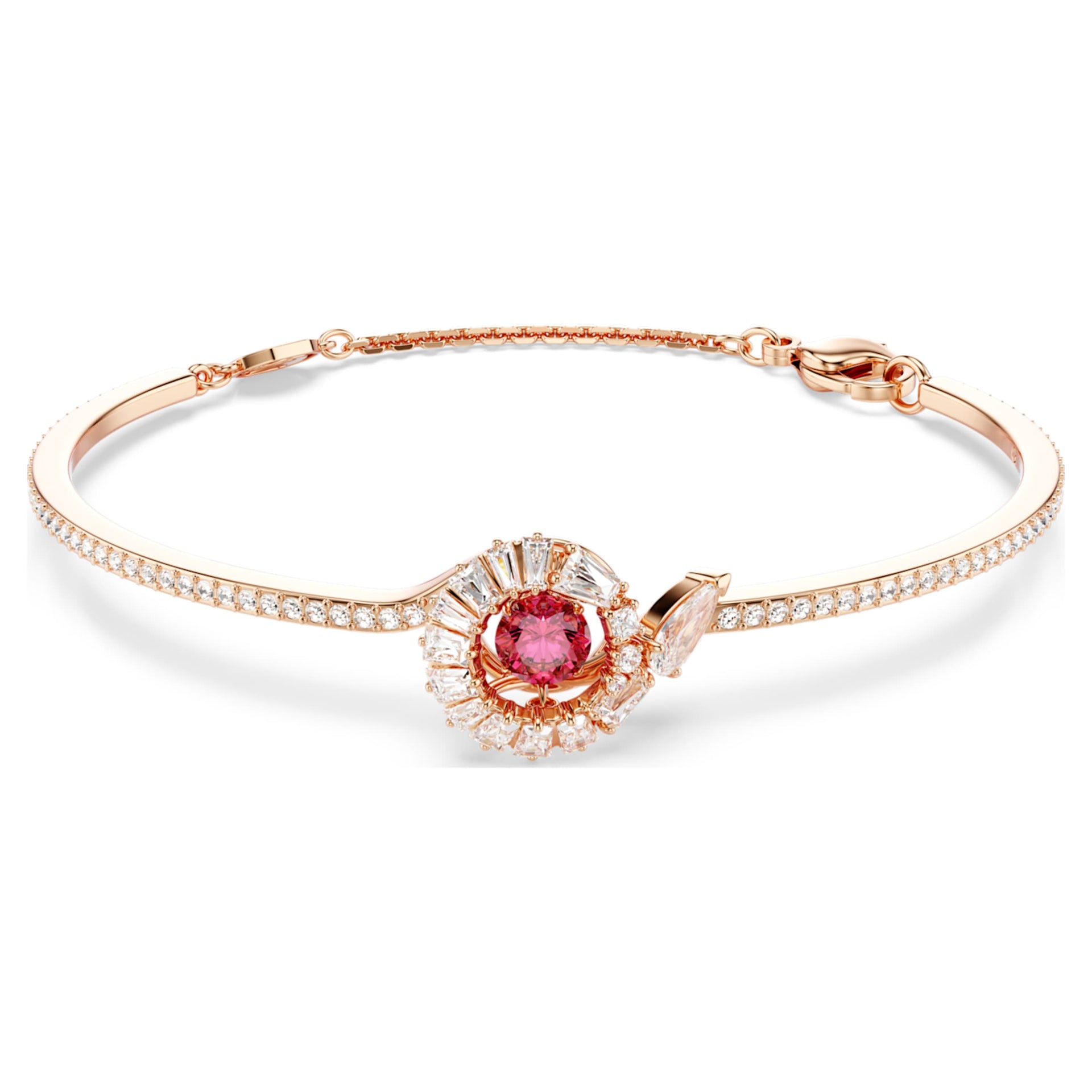 SNAKE BANGLE MIXED CUTS YEAR OF THE SNAKE RED ROSE GOLD TONE PLATED