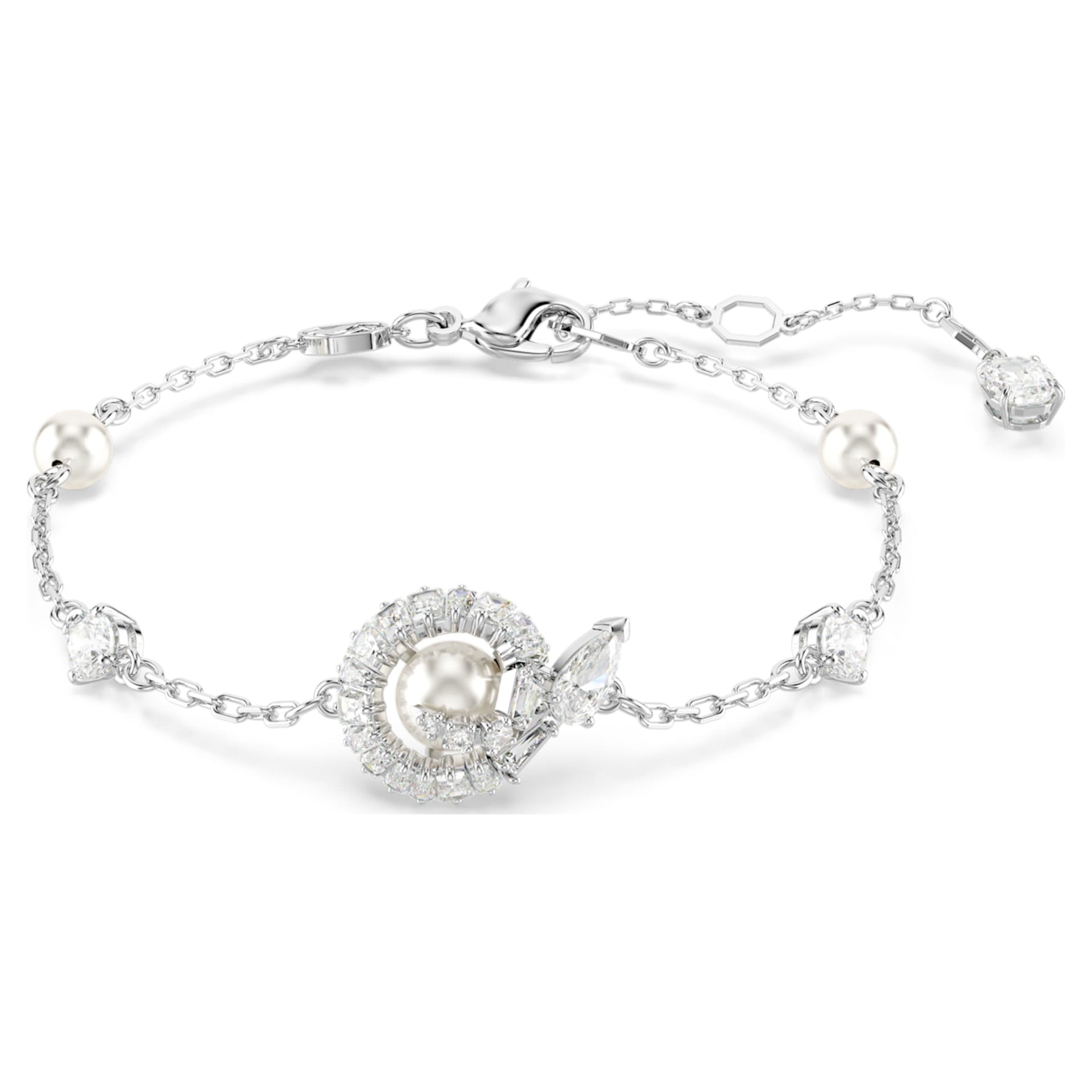 SNAKE BRACELET CRYSTAL PEARL MIXED CUTS YEAR OF THE SNAKE WHITE RHODIUM PLATED