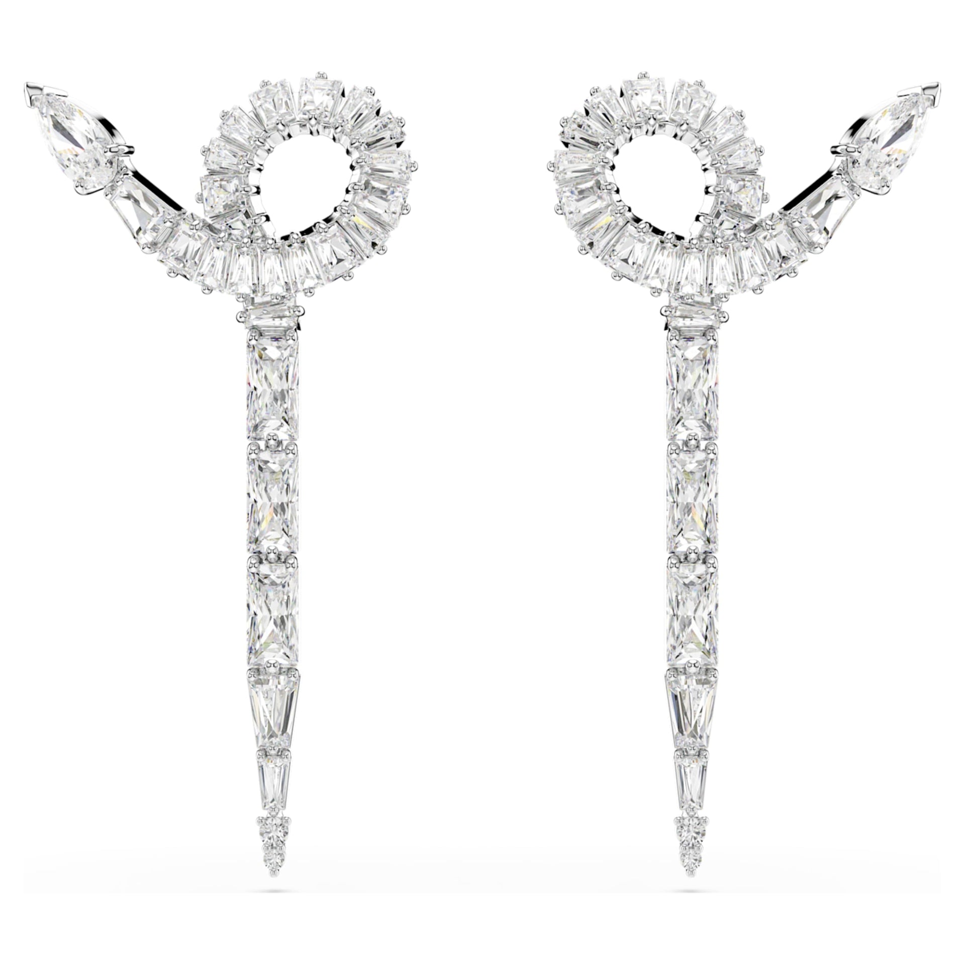 SNAKE DROP EARRINGS MIXED CUTS YEAR OF THE SNAKE WHITE RHODIUM PLATED