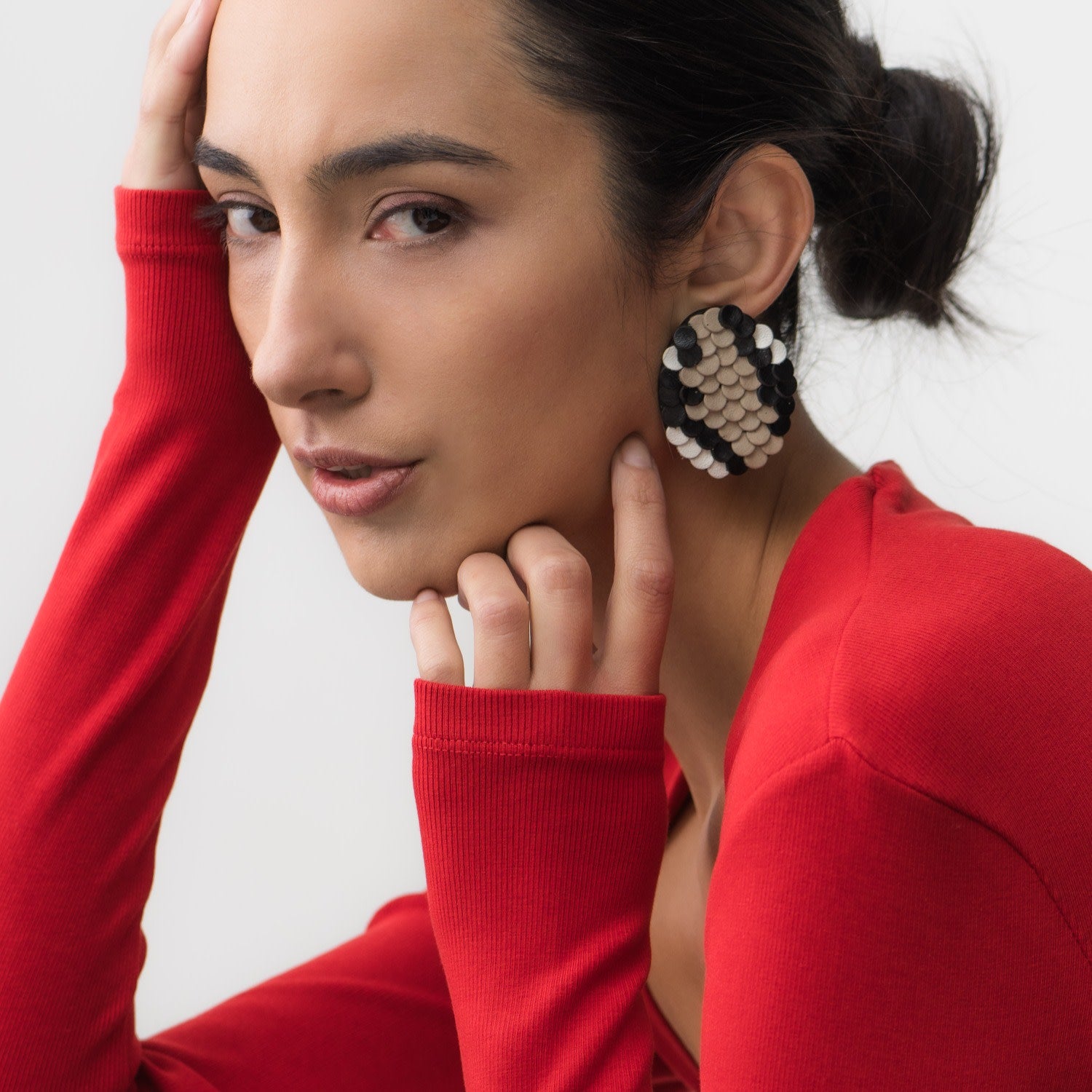 Snake Pattern Leather Earrings