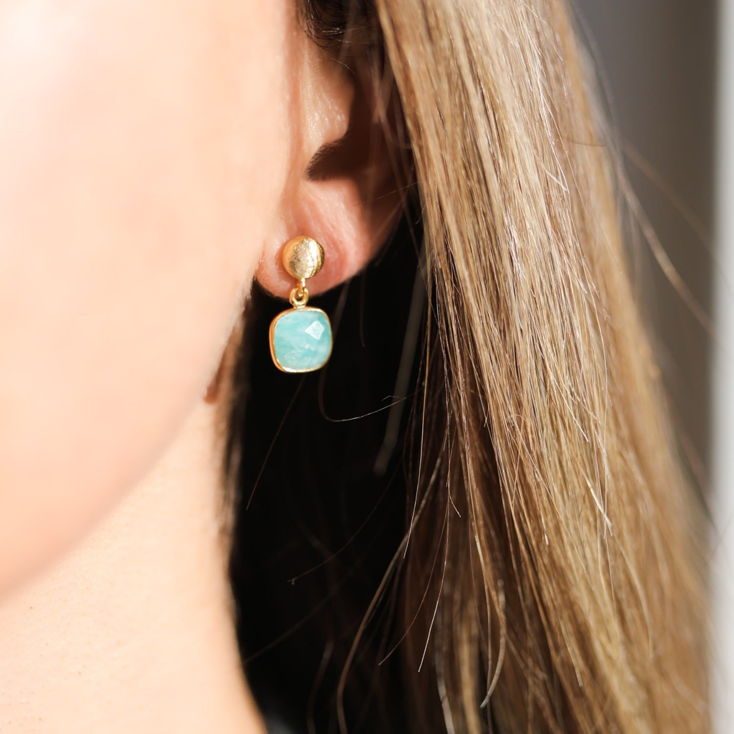 Iseo Amazonite & Gold Vermeil Earrings