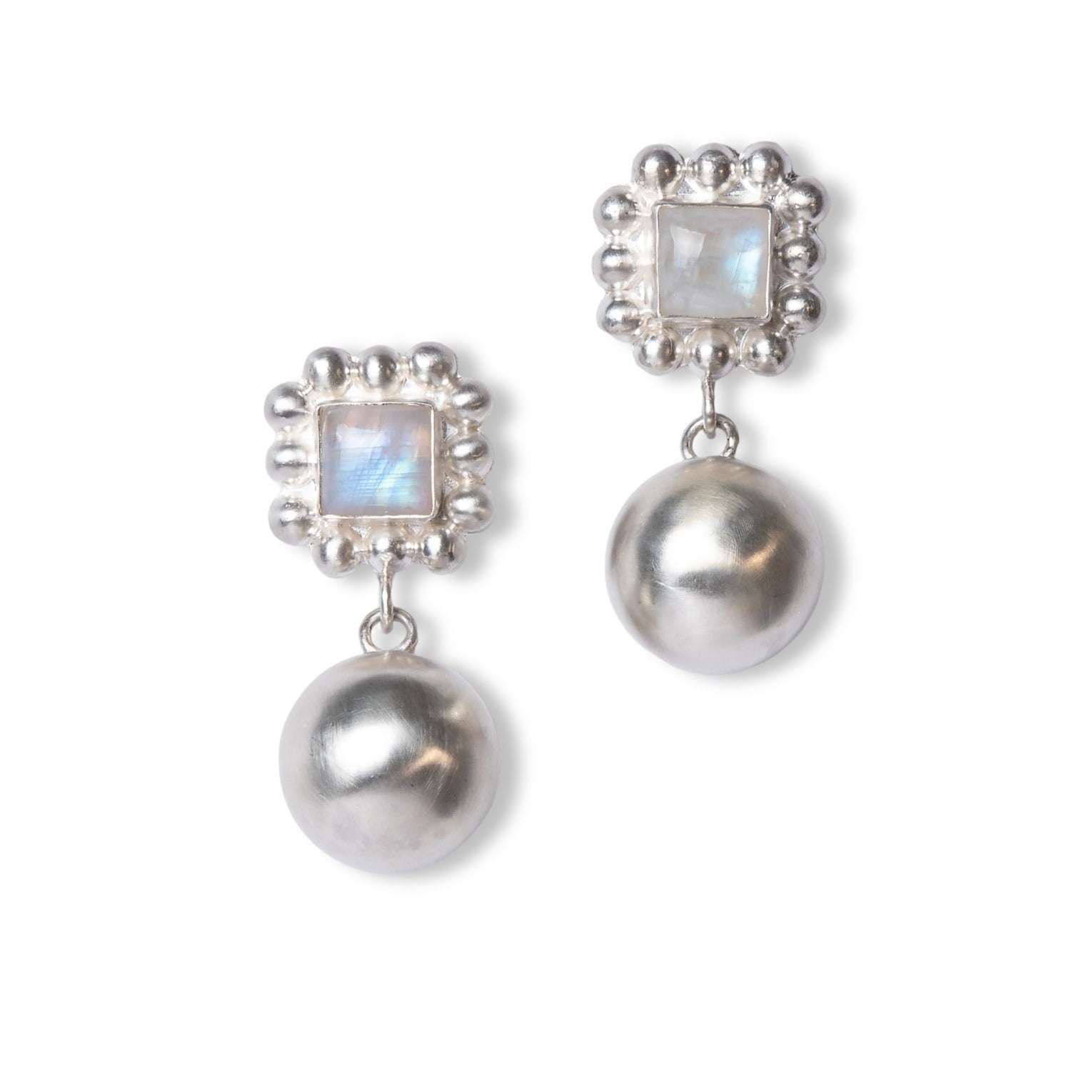 Soap And Bubble Moonstone Silver Earrings