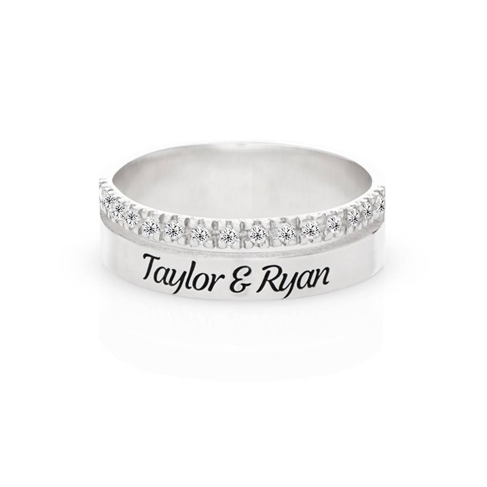 Sofia Double Band Ring with 0.15CT Diamonds in Sterling Silver