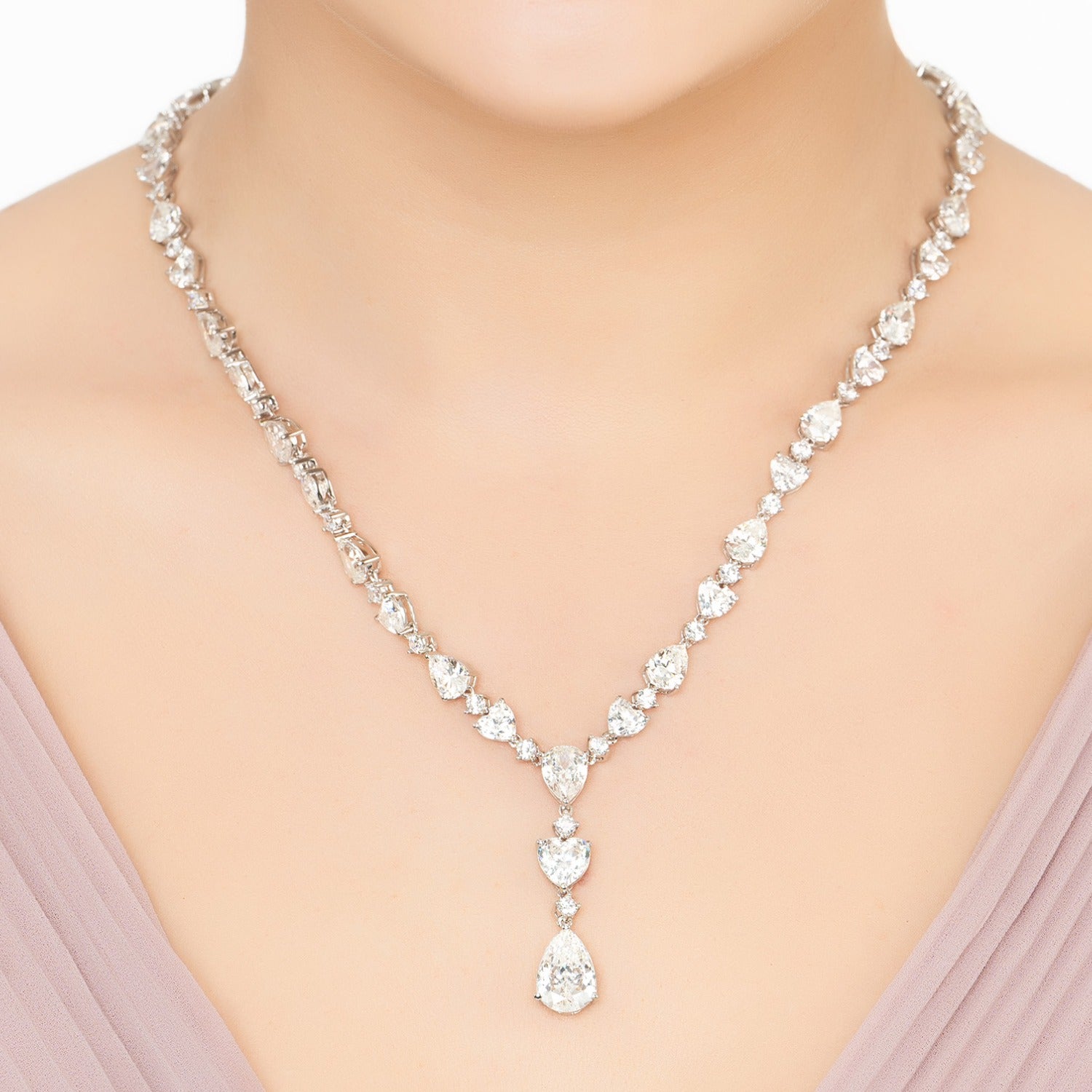 Sofia Moissanite Statement Necklace Silver