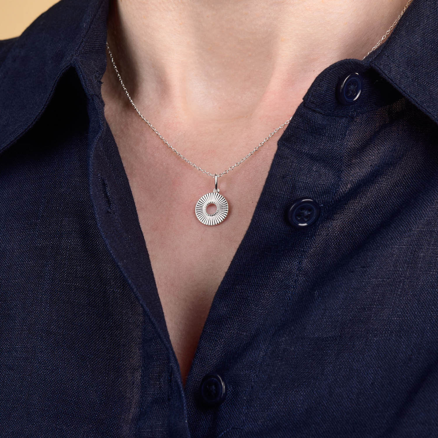 Solar Circle Necklace Sterling Silver