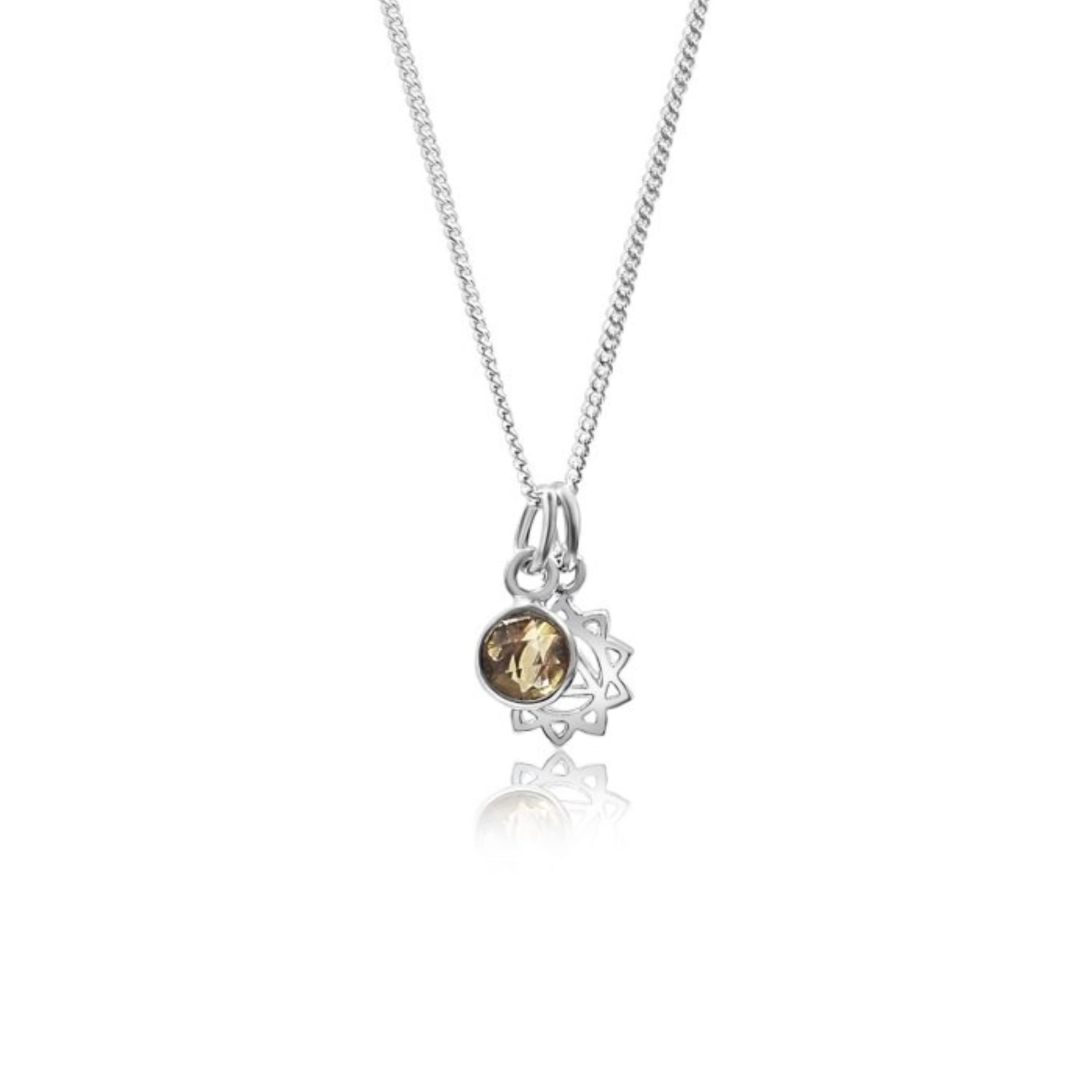 Solar Plexus Chakra/Manipura Chakra Charm Necklace In Sterling Silver – Citrine