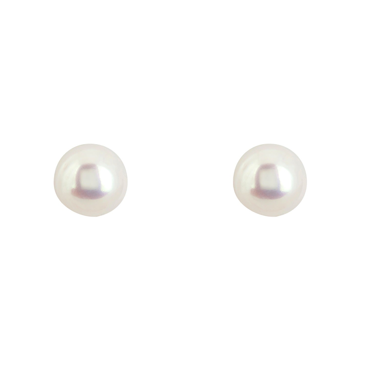 Solid 14K Gold 8Mm Classic Natural Pearl Stud Earrings