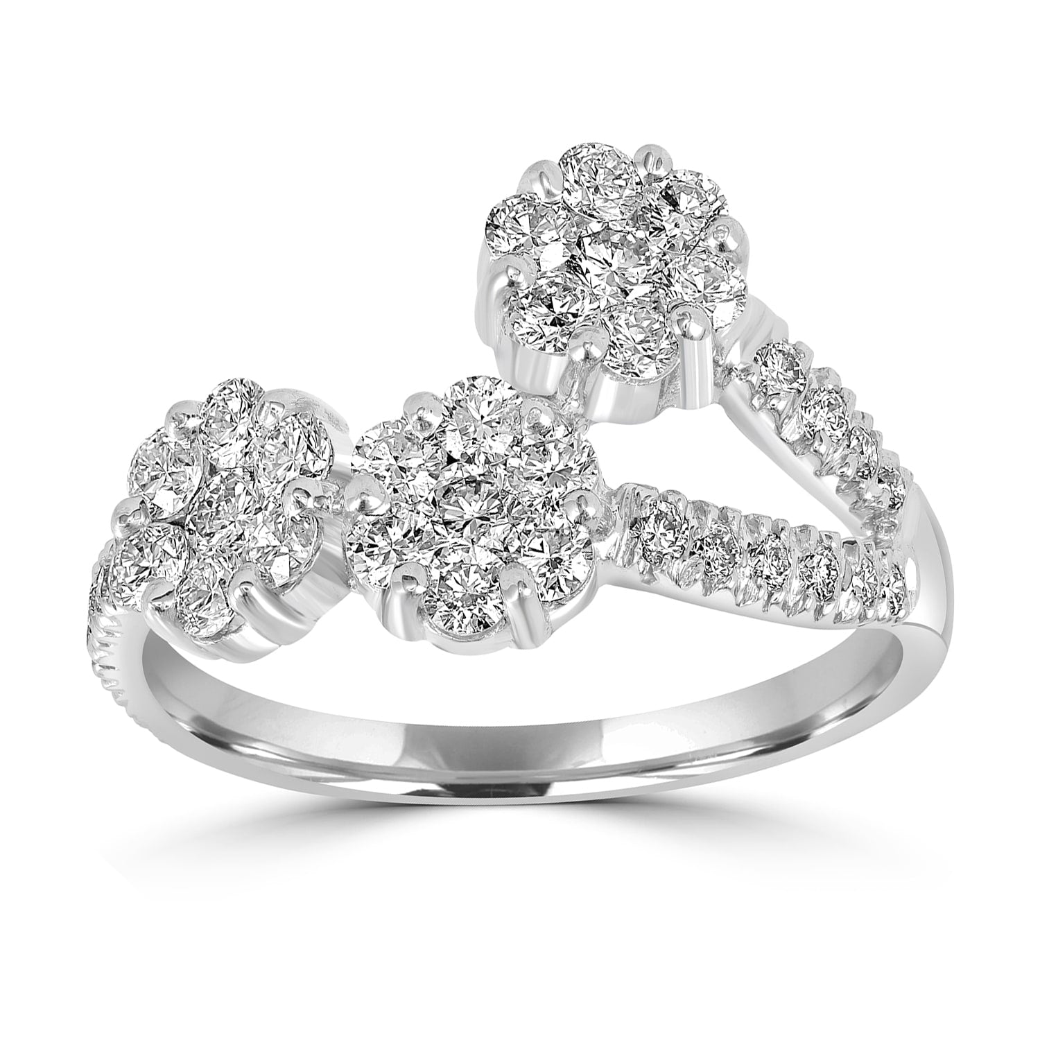 Solid 18K White Gold Pave Diamond Designer Ring
