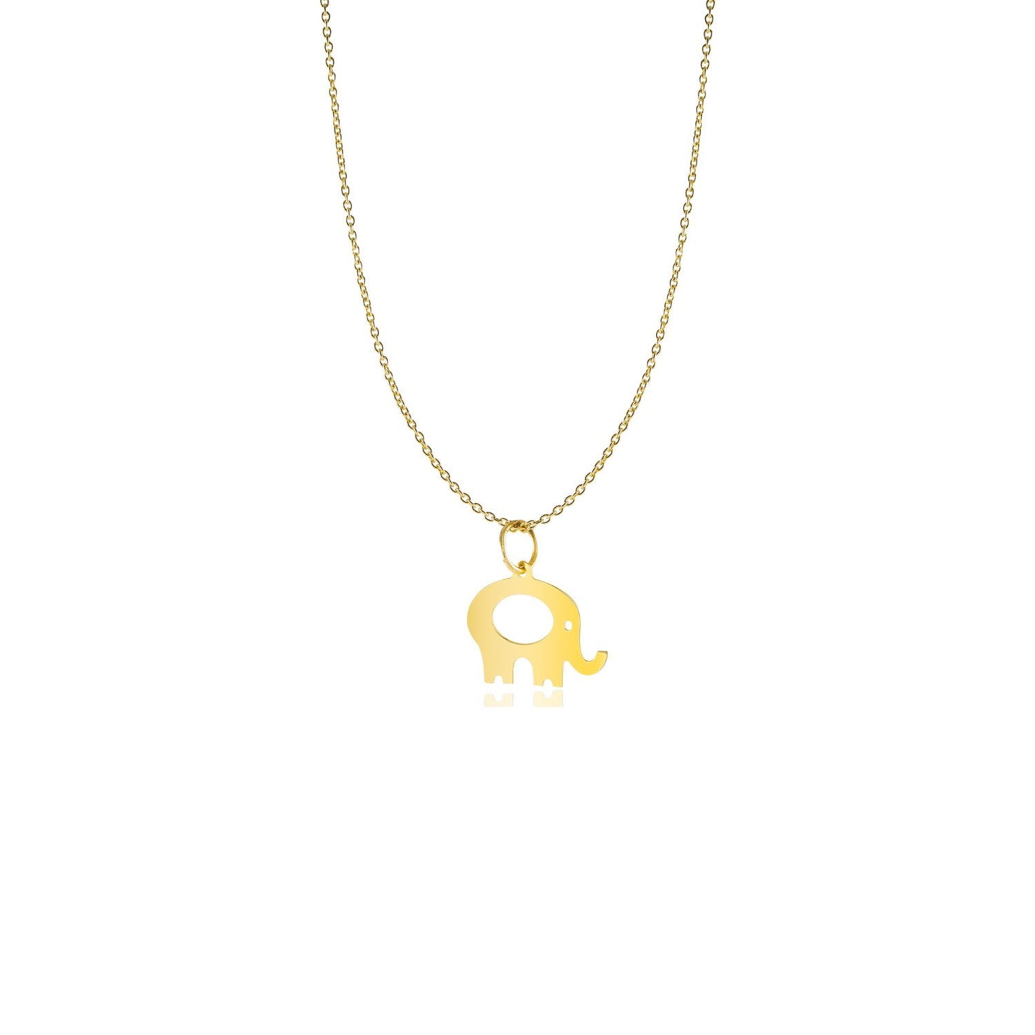 Solid Gold Elephant Charm Necklace