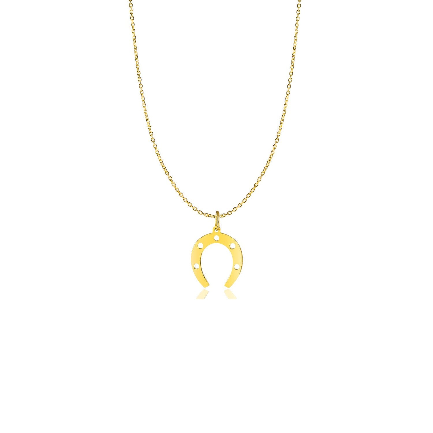 Solid Gold Horseshoe Charm Necklace