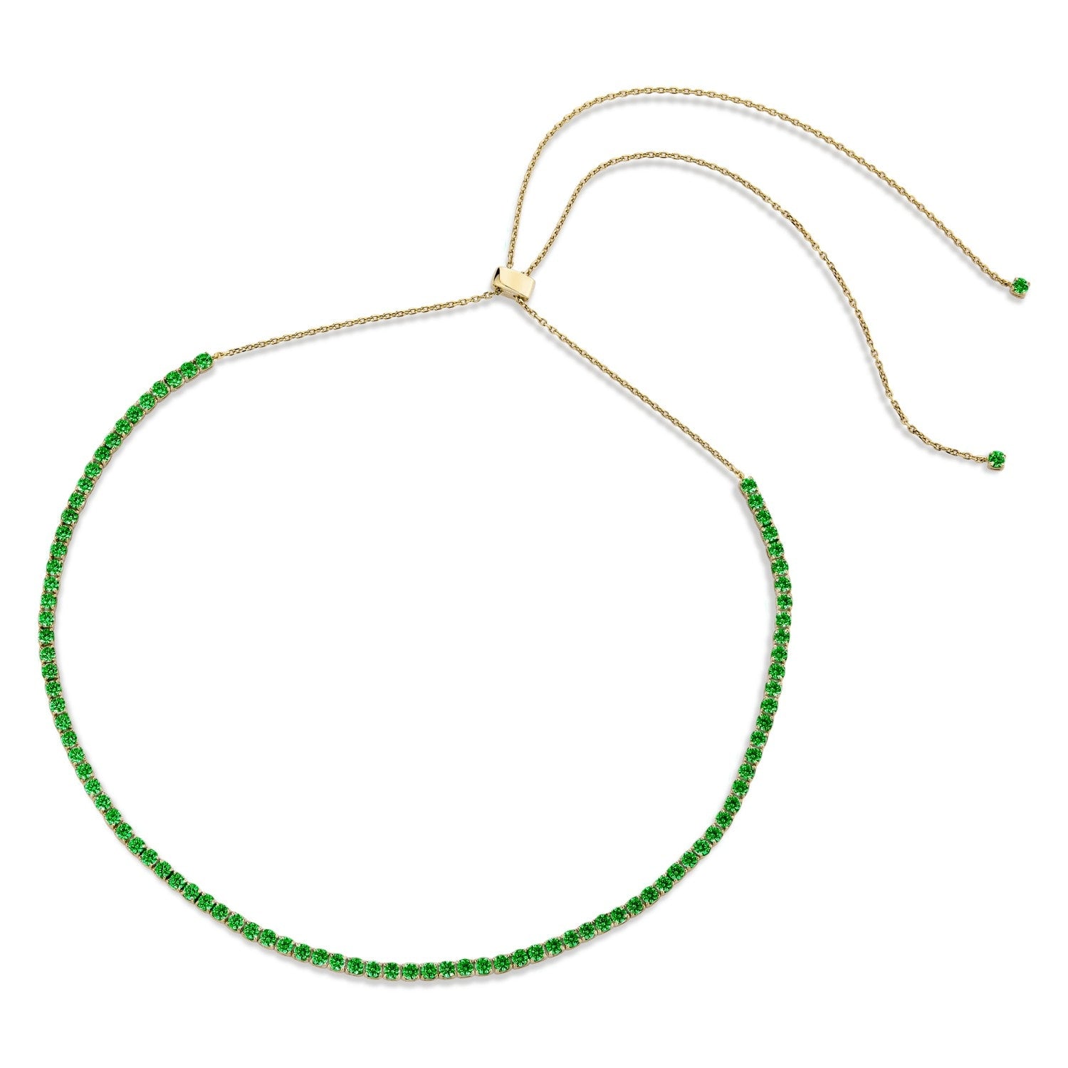 Passion Necklace With Man Made Emeralds & Cz Diamond Stimulant In 18K Gold Vermeil