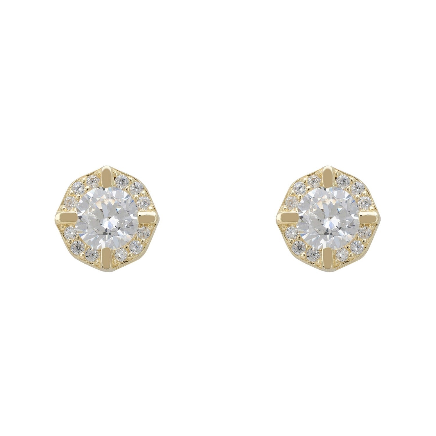 Solitaire Sparkle Stud Earrings Gold