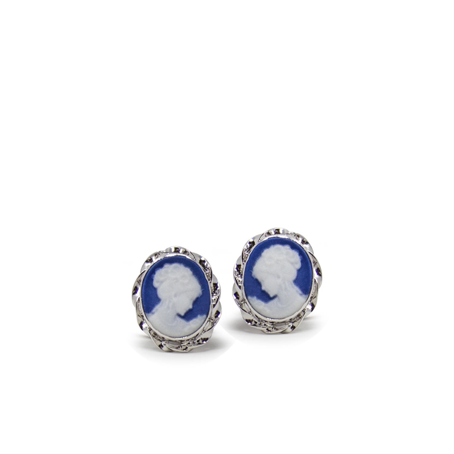 Blue Mini Cameo Stud Earrings