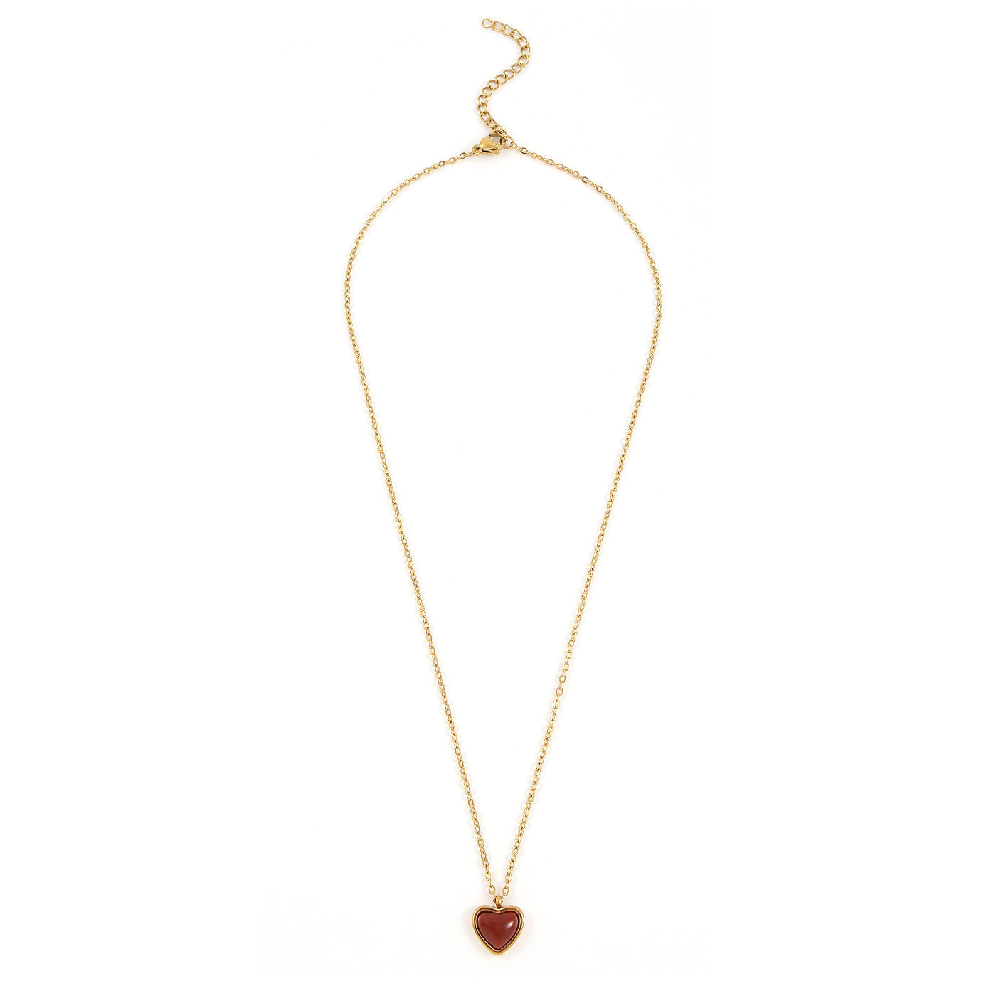 Sonja - Jelly Heart Dangling Necklace Gold Stainle