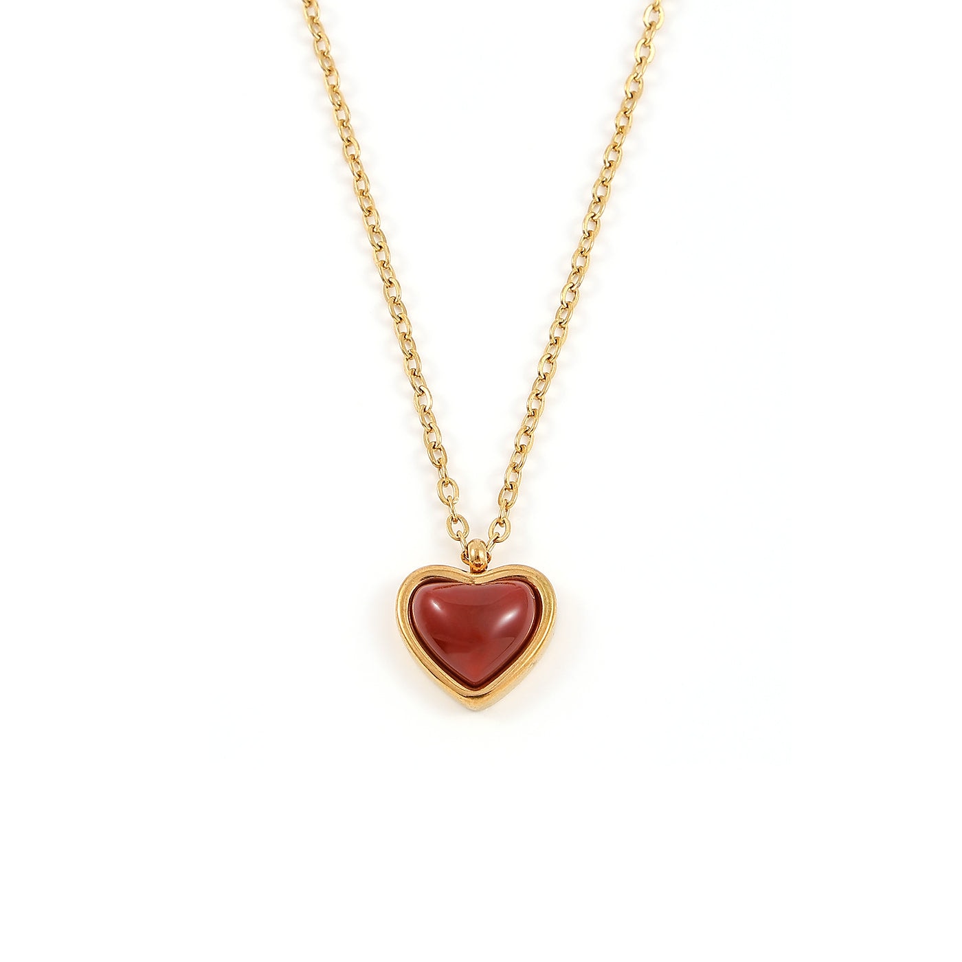 Sonja - Jelly Heart Dangling Necklace Gold Stainle
