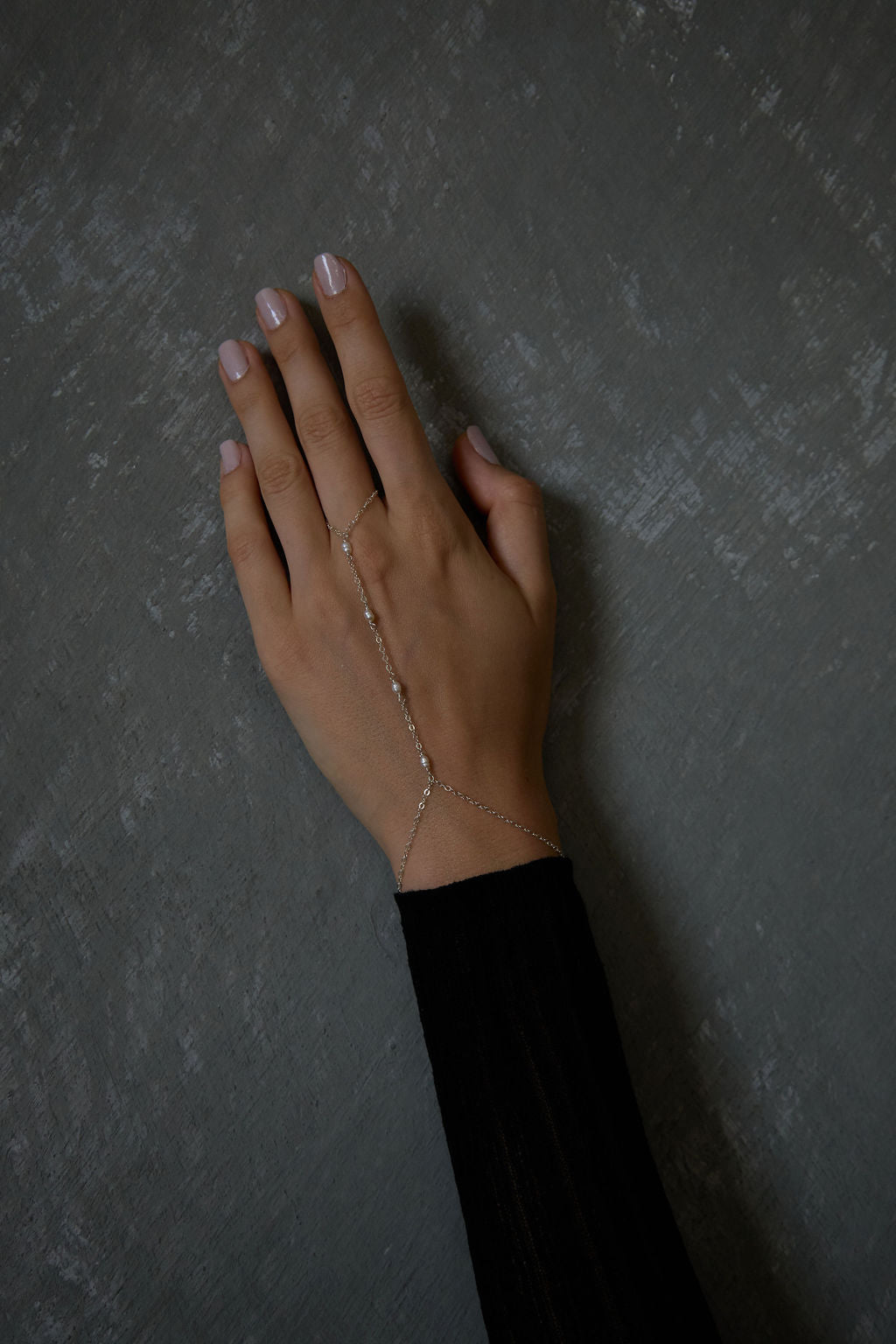 Sophia Pearl & Silver Hand Chain